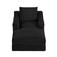 SOFAELEMENT 160/100/85 cm Schwarz Cord mit Aufbewahrungstasche - Schwarz, Textil (162/68/100cm) - Oxeza