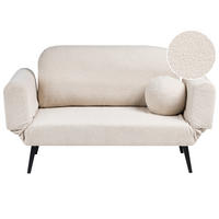 SCHLAFSOFA 2-Sitzer Bouclé Cremeweiß Dorotea - Creme/Schwarz, Textil (190/88/79cm) - Beliani