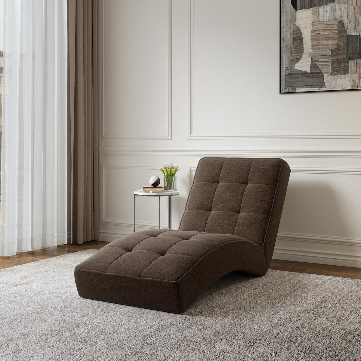CHAISELONGUE - Livano - Hellbraun (Twist 06) - Braun, Holzwerkstoff (73/79/170cm) - Möblo