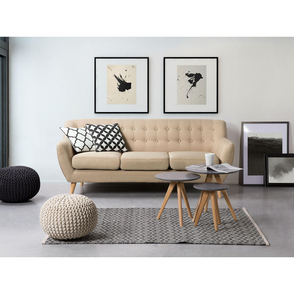 Thumbnail - Beliani 3-Sitzer-Sofa, Hellbraun, Beige, Textil, 182x76x83 cm, Wohnzimmer, Sofas & Couches, Sofas, 3-Sitzer Sofas