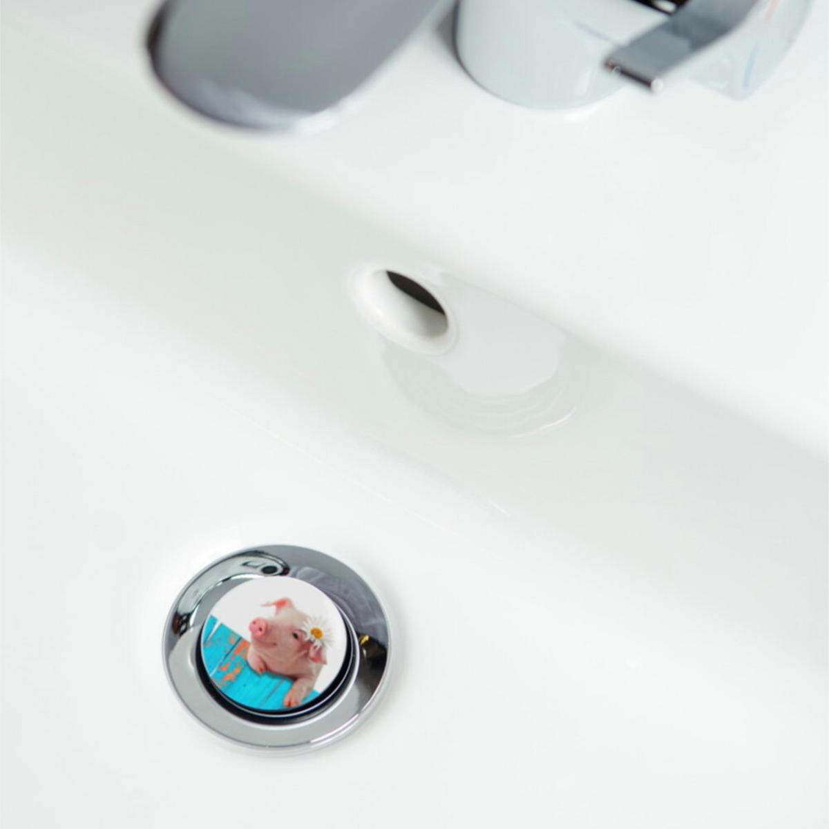 WASCHBECKENSTÖPSEL Schwein - Türkis, Kunststoff/Metall (4/7/7cm) - Sanilo