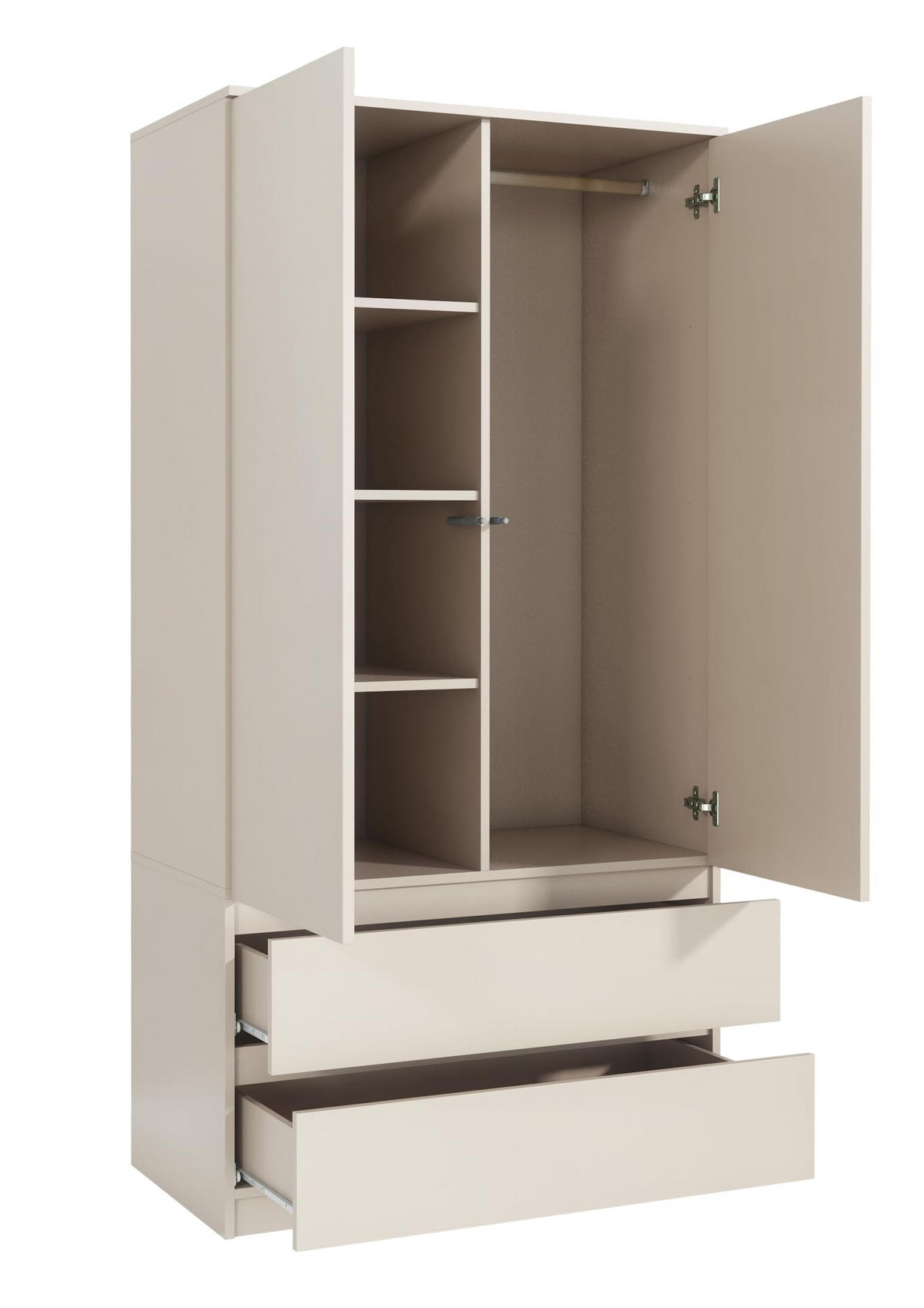 KLEIDERSCHRANK mit 2 Schubladen 90cm Kaschmir 180x90x50 cm - Kaschmir, Holzwerkstoff (90/180/50cm) - Mobelsta