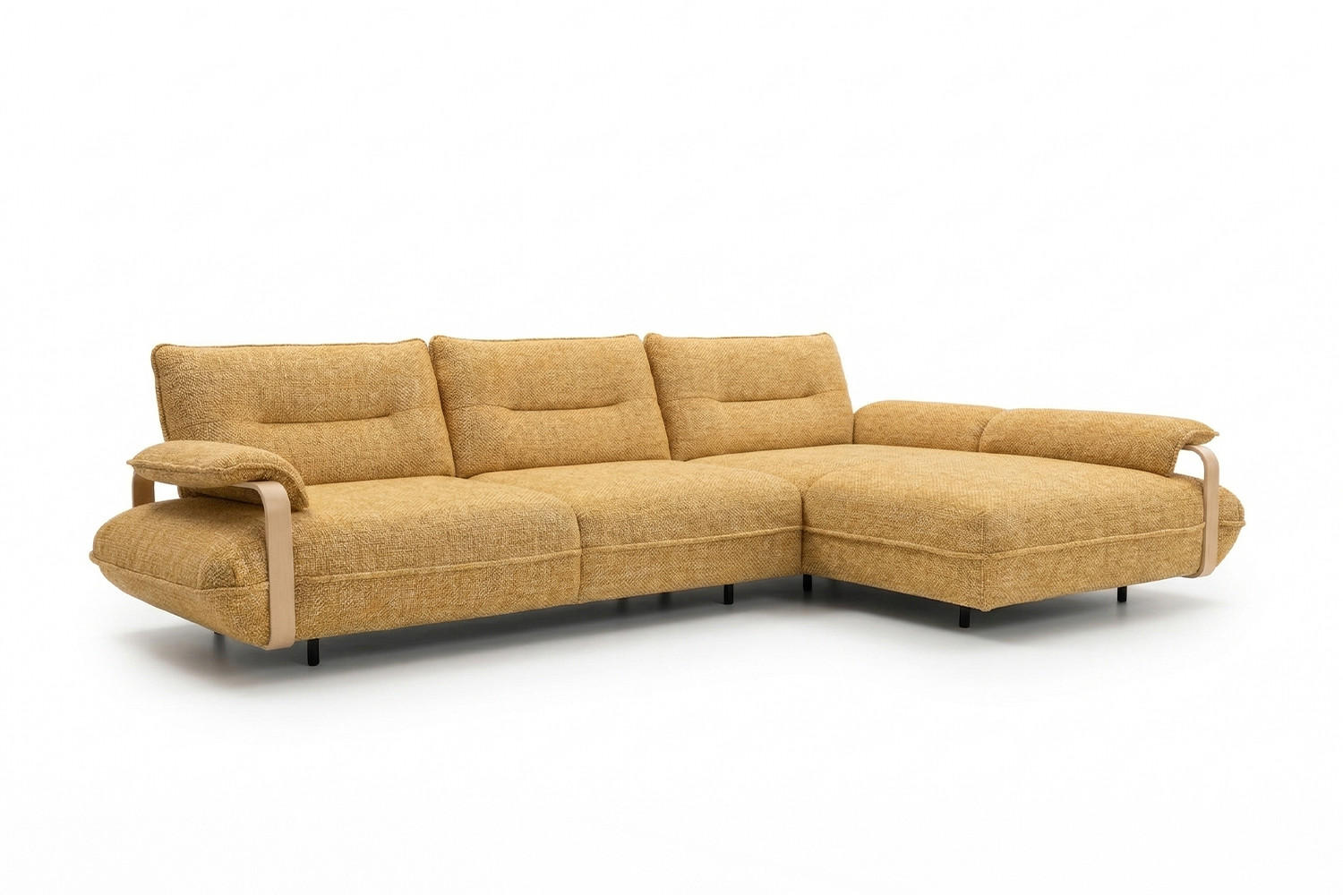 ECKSOFA ANISSA Gelb Flachgewebe - Gelb/Schwarz, Kunststoff/Textil (185/297cm) - KAWOLA