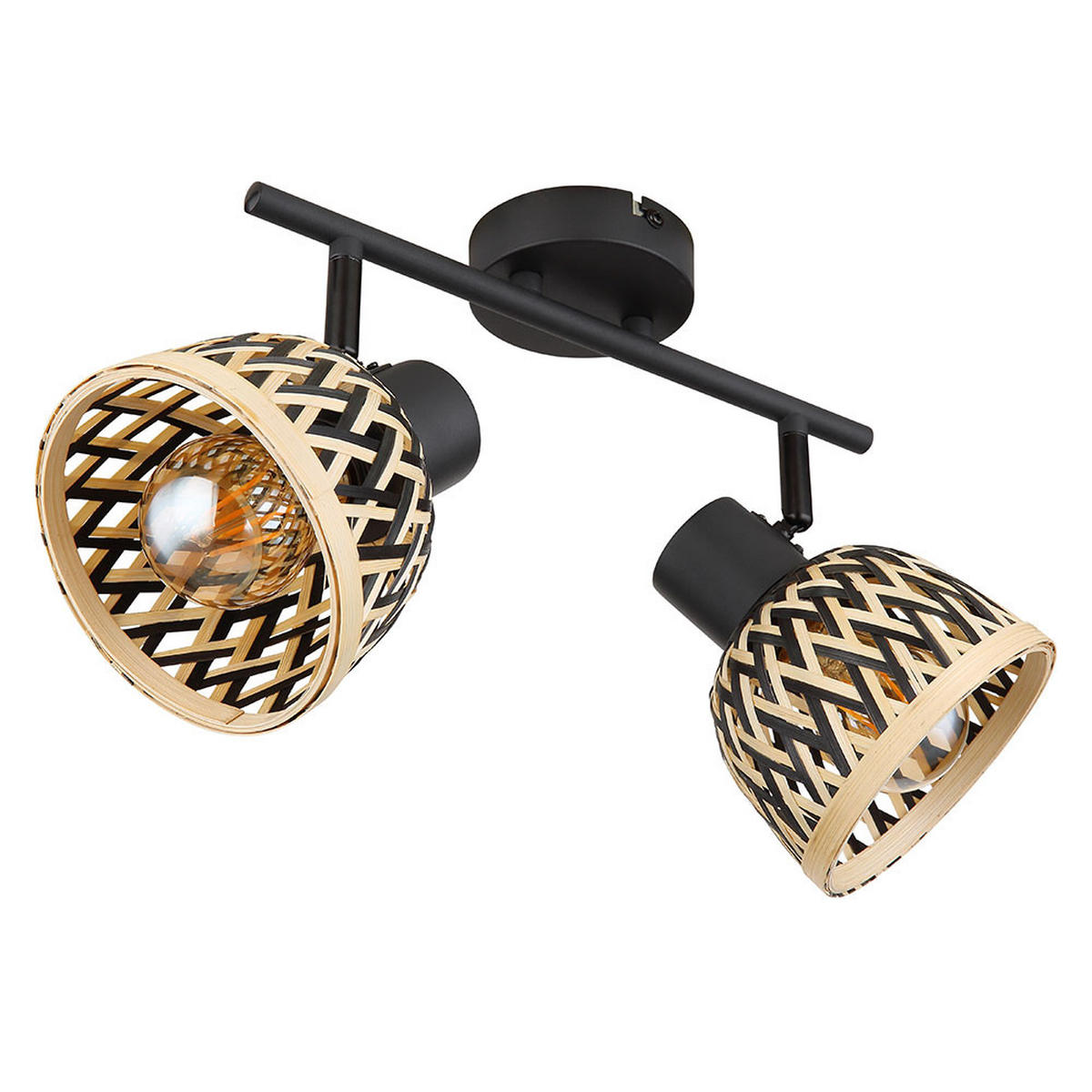 DECKENLEUCHTE Metall Schwarz Bambus - Schwarz, Holz (30/13/19cm) - Globo Lighting