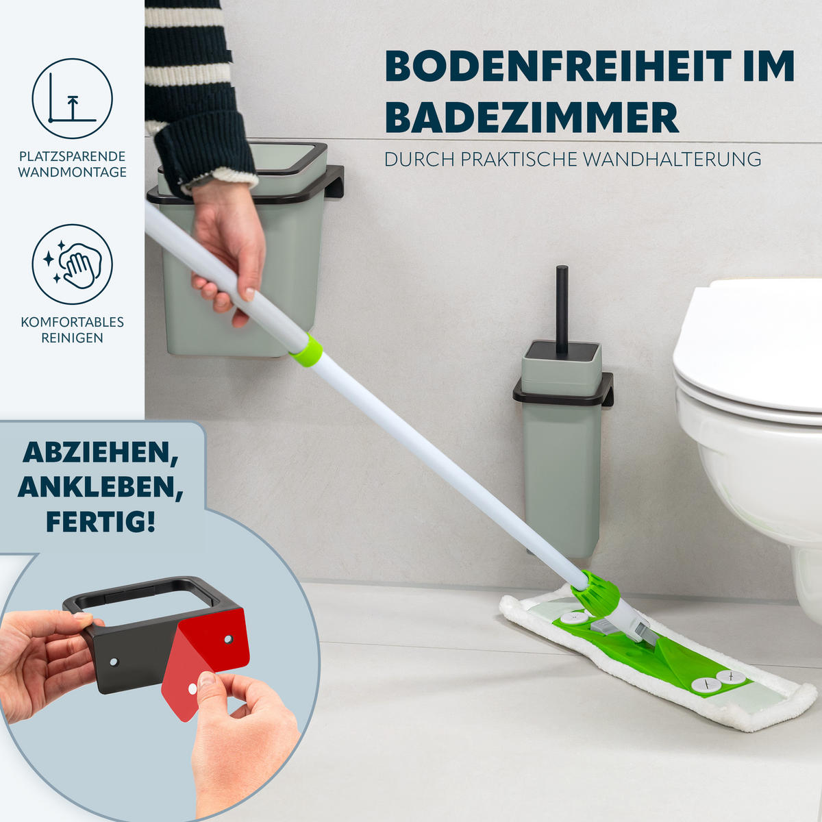 WC-GARNITUR SAVONA, salbei, Kunststoff - Salbeigrün, Kunststoff (12/36.5/13cm) - bremermann