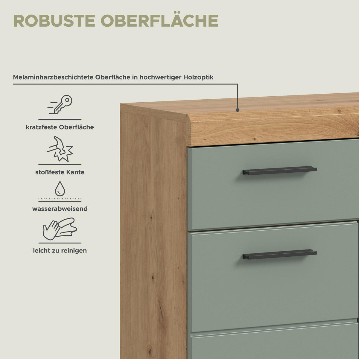 STANDSCHRANK Scout Bad in Artisan Eiche Nachbildung und Salbei Nachbildung B/H/T: 74x88x31 cm - Eiche Artisan, Holz (74/88/31cm)