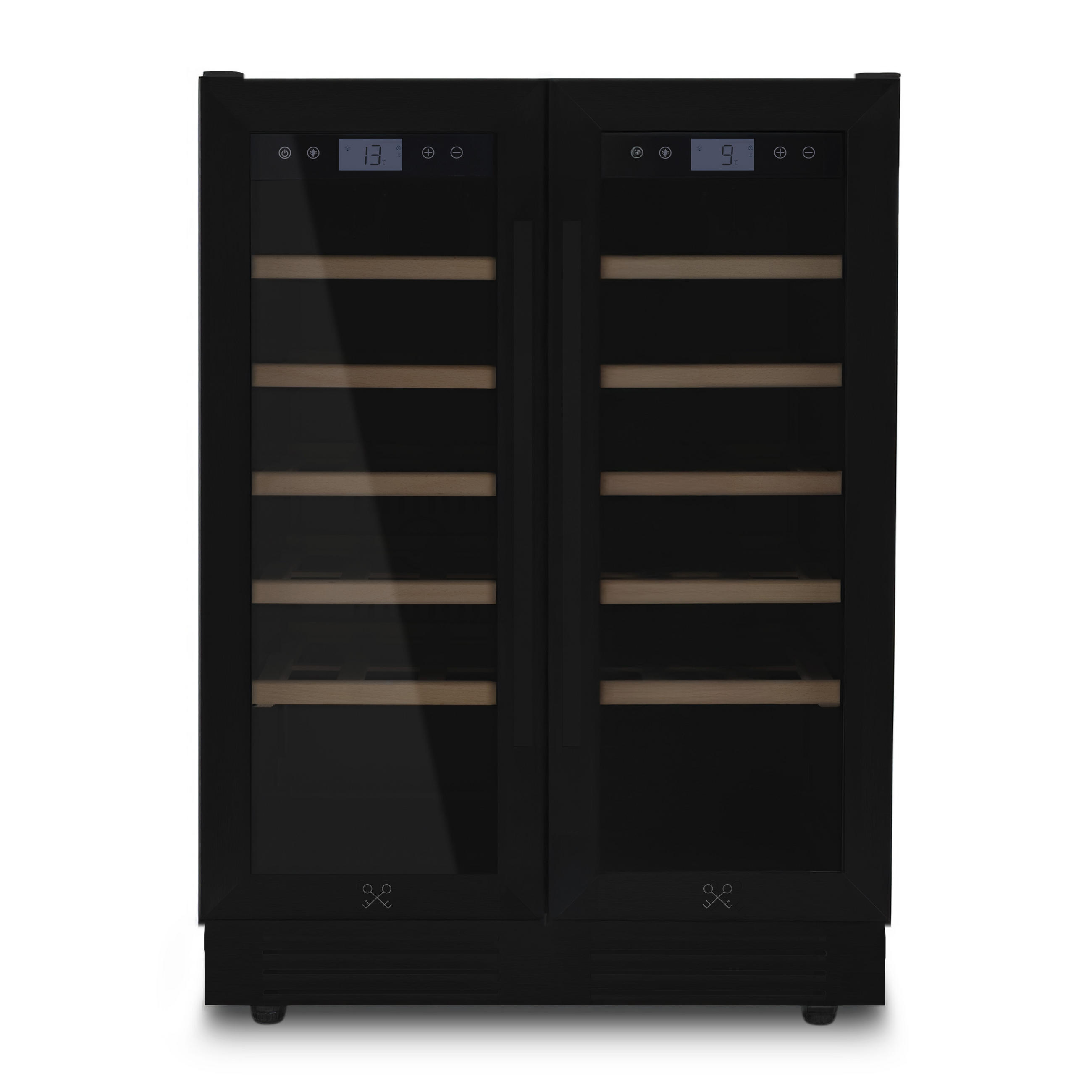 WEINKÜHLSCHRANK CAVCEDB42 Schwarz, 42 Flaschen, Kapazität 126L, 2 Temperaturzonen, von 5°C bis 20°C, Anti-UV, LED - Schwarz, Metall (59.5/83/57.5cm) - Les Petits Champs