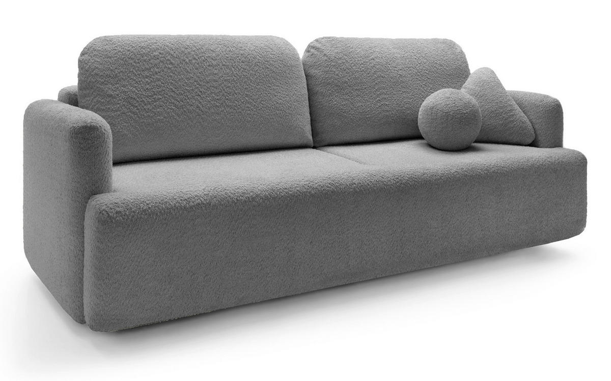 SCHLAFSOFA Lambina Grau Boucle - Schwarz/Grau, Kunststoff/Textil (227/92/104cm) - Selsey