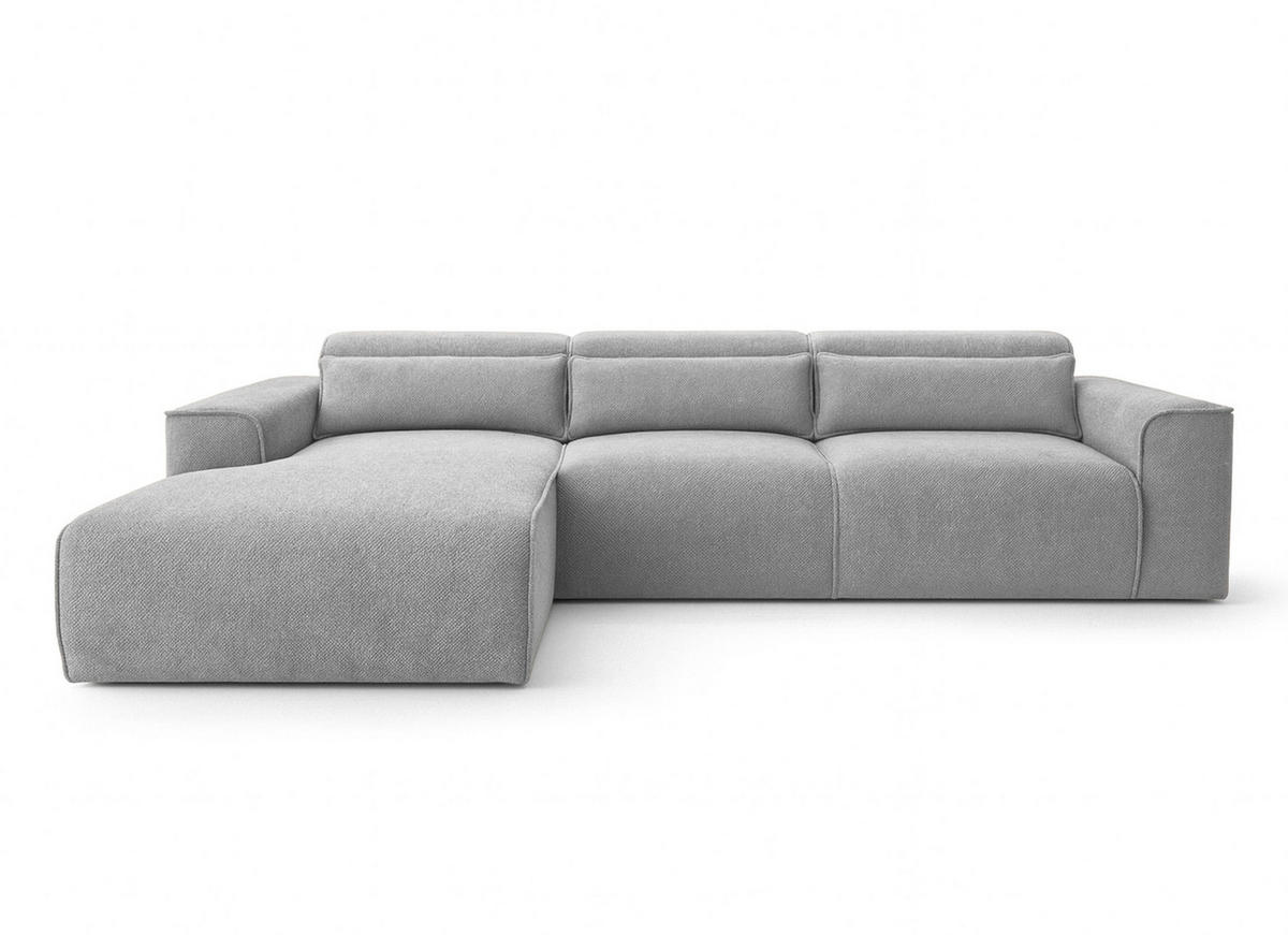 ECKSOFA L Form Ruyam Hellgrau 310/165/78 cm – Schlaffunktion Links - Hellgrau/Schwarz, Kunststoff/Textil (170/310cm) - AX Living