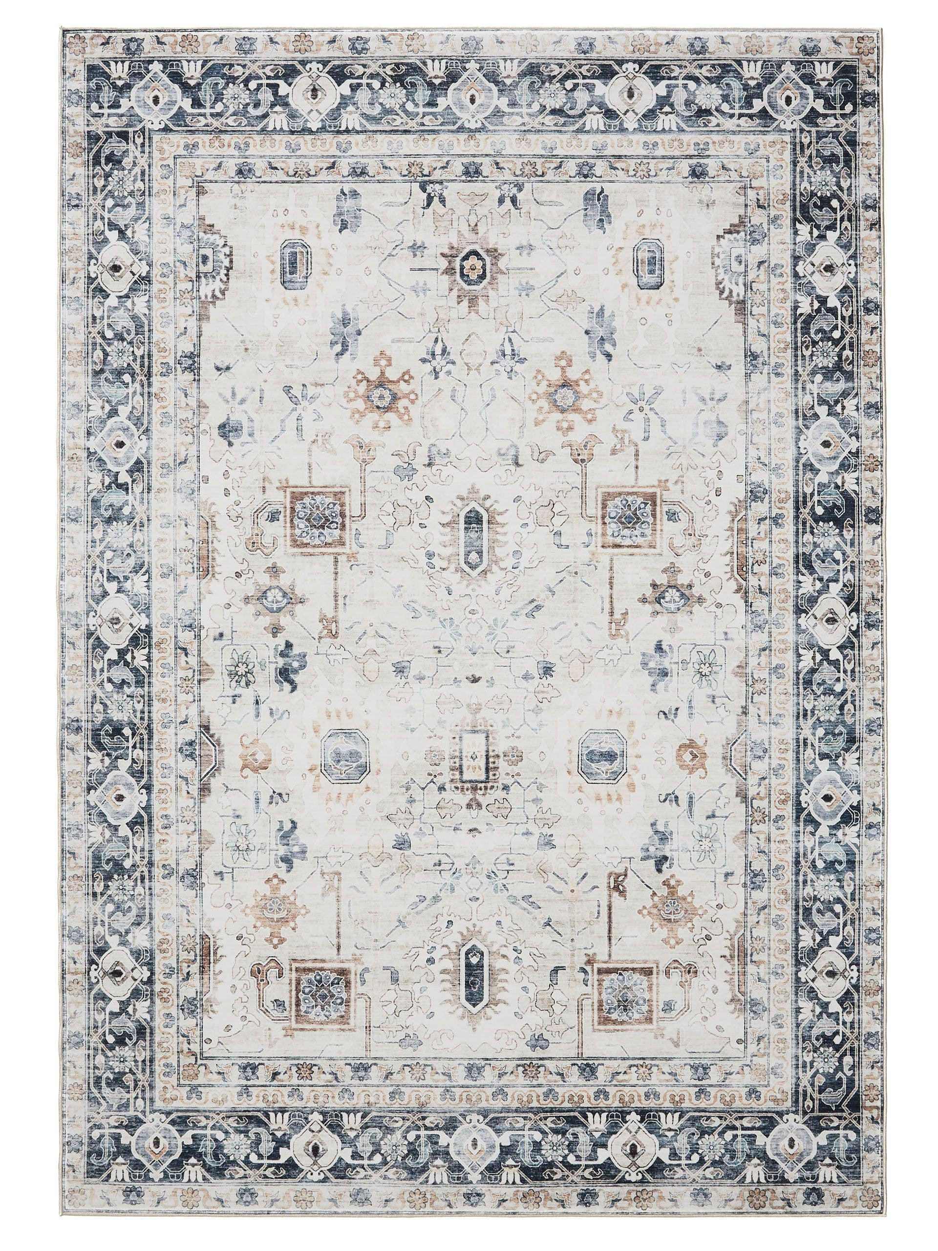 VINTAGE-TEPPICH George waschbar 80x150 cm - Creme/Grau, Kunststoff (80/150cm) - benuta