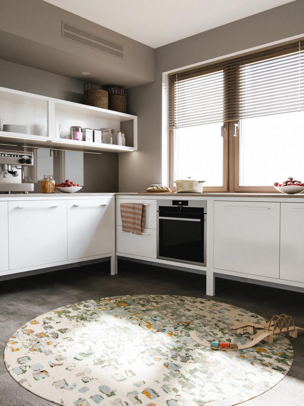 TEPPICH Casa Multicolor ø 200 cm rund - Multicolor, Naturmaterialien/Textil (200/200cm) - benuta