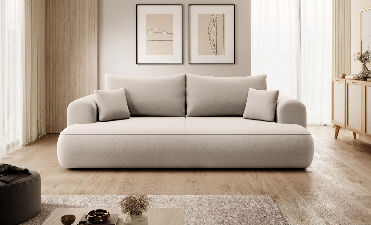 SCHLAFSOFA Ovo Hellbeige Velours - Beige, Textil (250/97/110cm) - Selsey