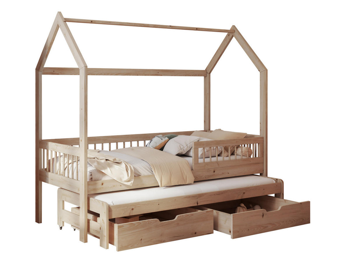 HAUSBETT Asher 90 - Naturfarben, Holz (90/200cm) - MIRJAN24