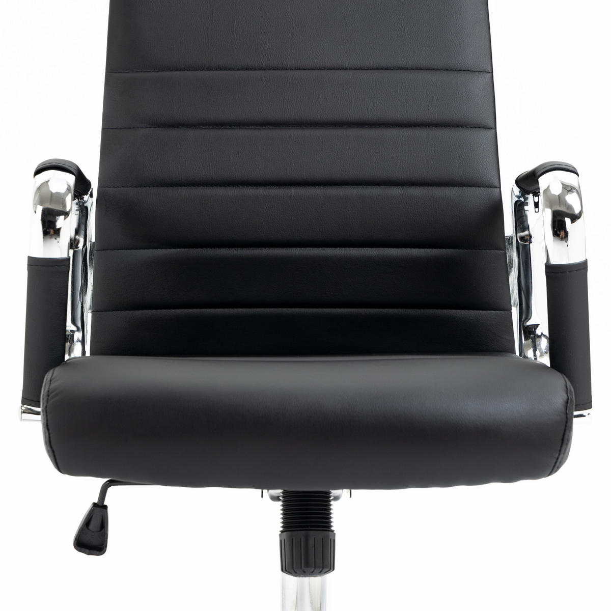 SCHREIBTISCHSTUHL OFFICE COMFORT LB Kunstleder Schwarz - Silberfarben/Schwarz, Textil/Metall (56/103/64cm) - SVITA