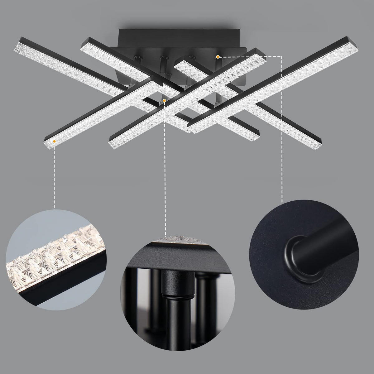 LED-DECKENLEUCHTE Orvyn 13/36/50 cm - Schwarz, Metall (36/13/50cm) - ZMH