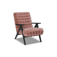 SESSEL Capri Altrosa Bouclé - Schwarze Füße - 64x80x83 cm - Pink/Schwarz, Holz/Holzwerkstoff (64/80/83cm) - Ravio