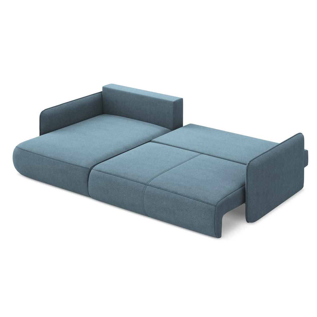 ECKSOFA mit Schlaffunktion Strukturstoff Stoff Blau - Blau/Schwarz, Kunststoff/Textil (148/240cm) - LaMiaSofa