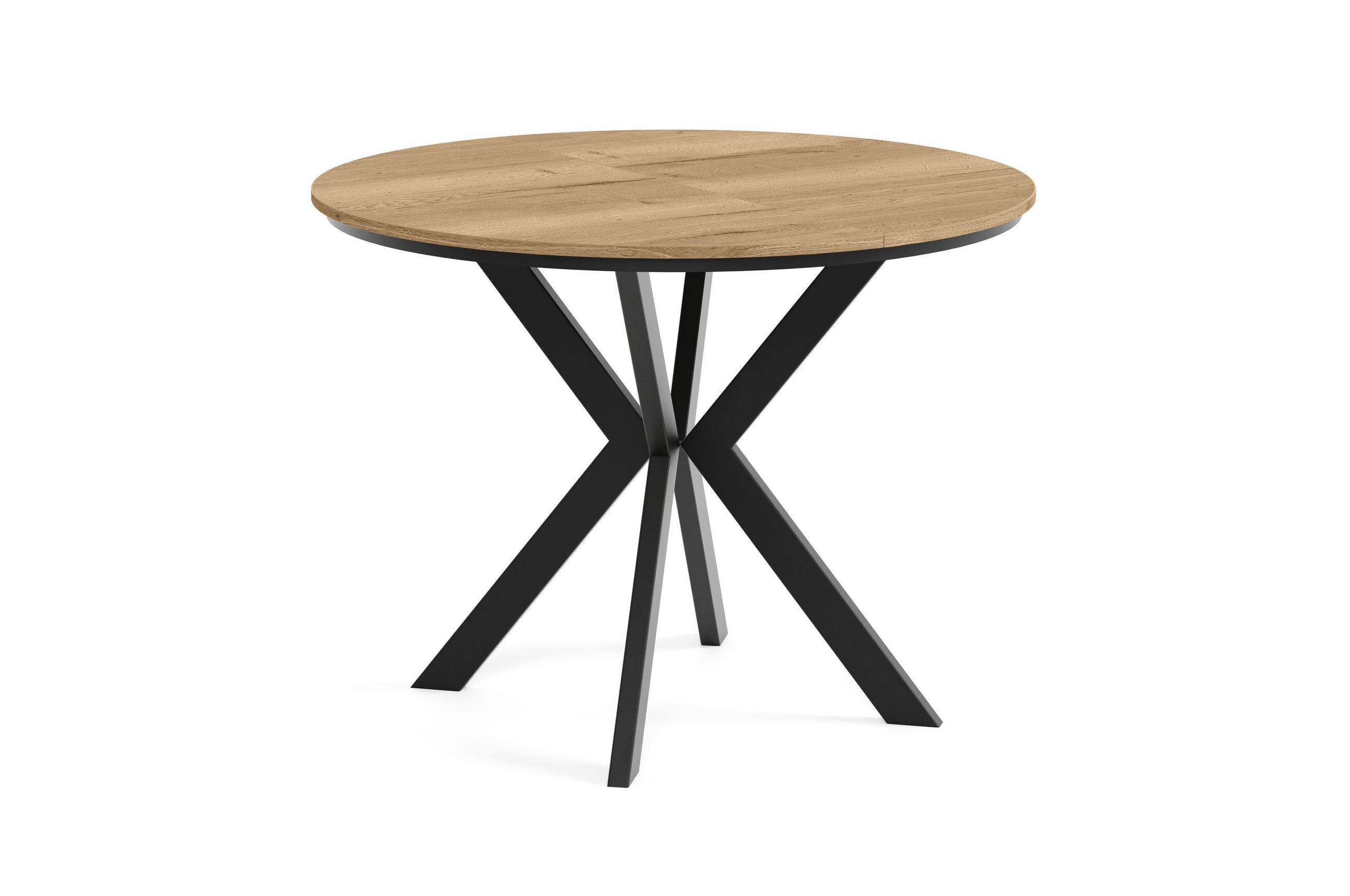 Meblini Esstisch Eiche, Schwarz 90x76x90 cm