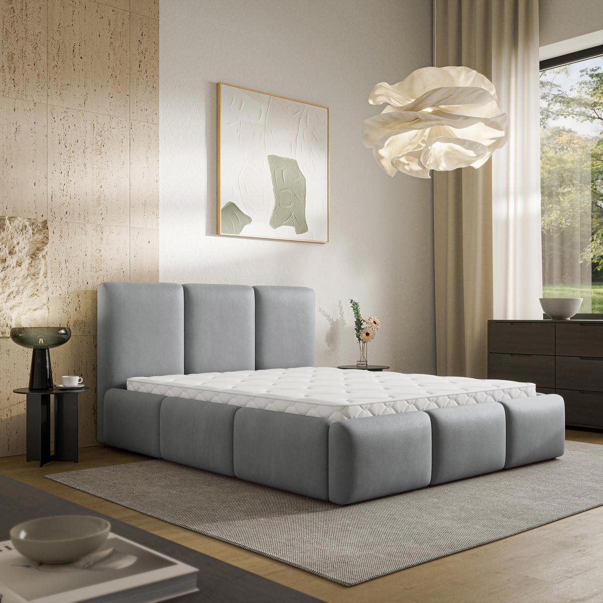 ČALOUNĚNÁ Postel ARSIL 160x200 cm Šedá - šedá, kompozitní dřevo/textil (160/200cm) - MASSENO