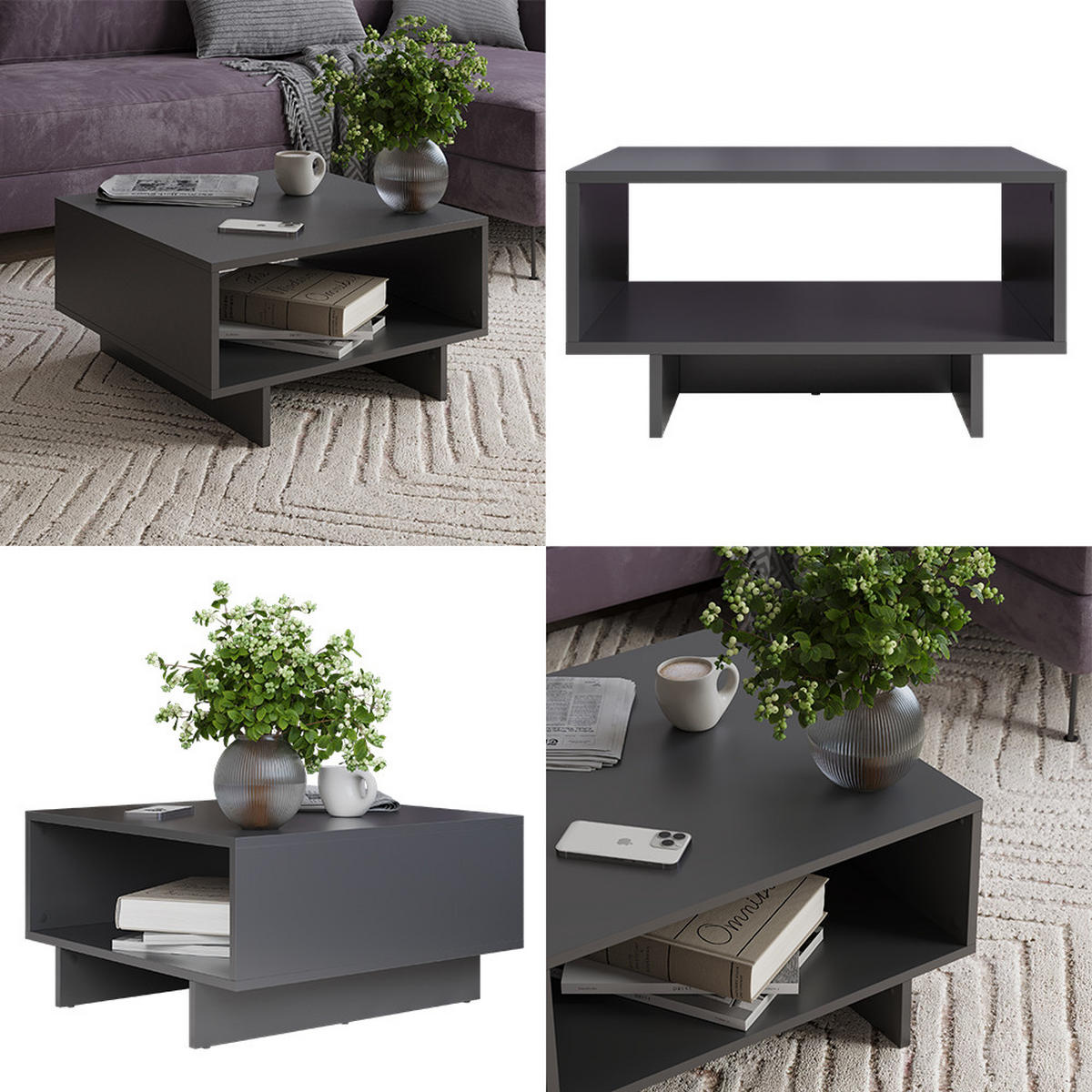 COUCHTISCH Luka Anthrazit 60 x 60 cm - Anthrazit, Holzwerkstoff (60/60/32.3cm) - Vicco