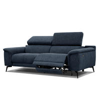 RELAXSOFA FIERO 3-Sitzer mit 1 Relaxfunktion, dunkelblau - Schwarz/Dunkelblau, Holzwerkstoff/Textil (212/82/103cm) - Courtois Laville