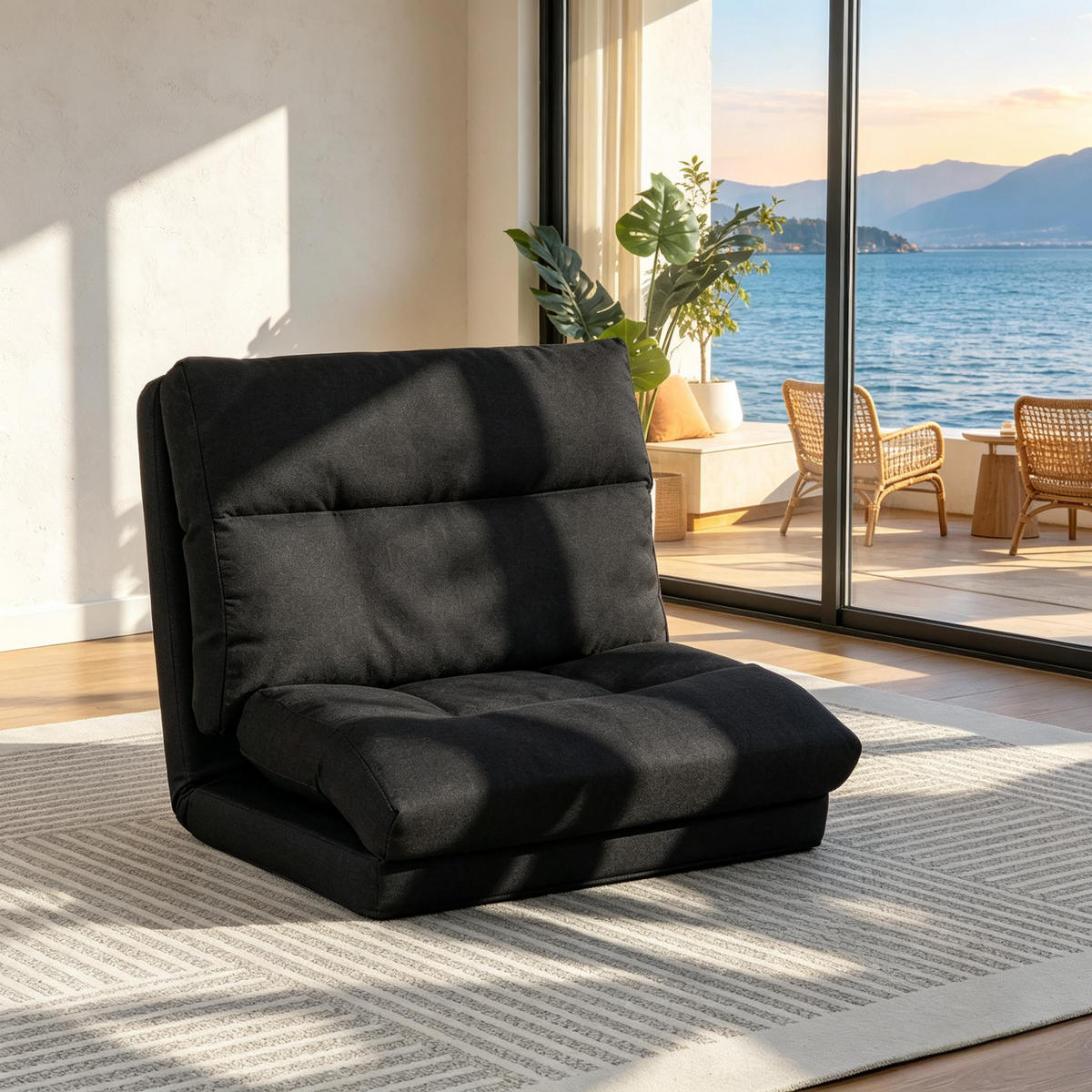 SCHLAFSESSEL DE-33491 5-fach verstellbar mit Bettfunktion Schwarz - Schwarz, Metall (70/56/72cm)