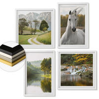 WANDBILDER 4er-Set - 50x50 cm & 40x60 cm Weißer Rahmen - Natur des Flusses White Horses - Weiß, Kunststoff (50/50cm) - ArtPrintCave