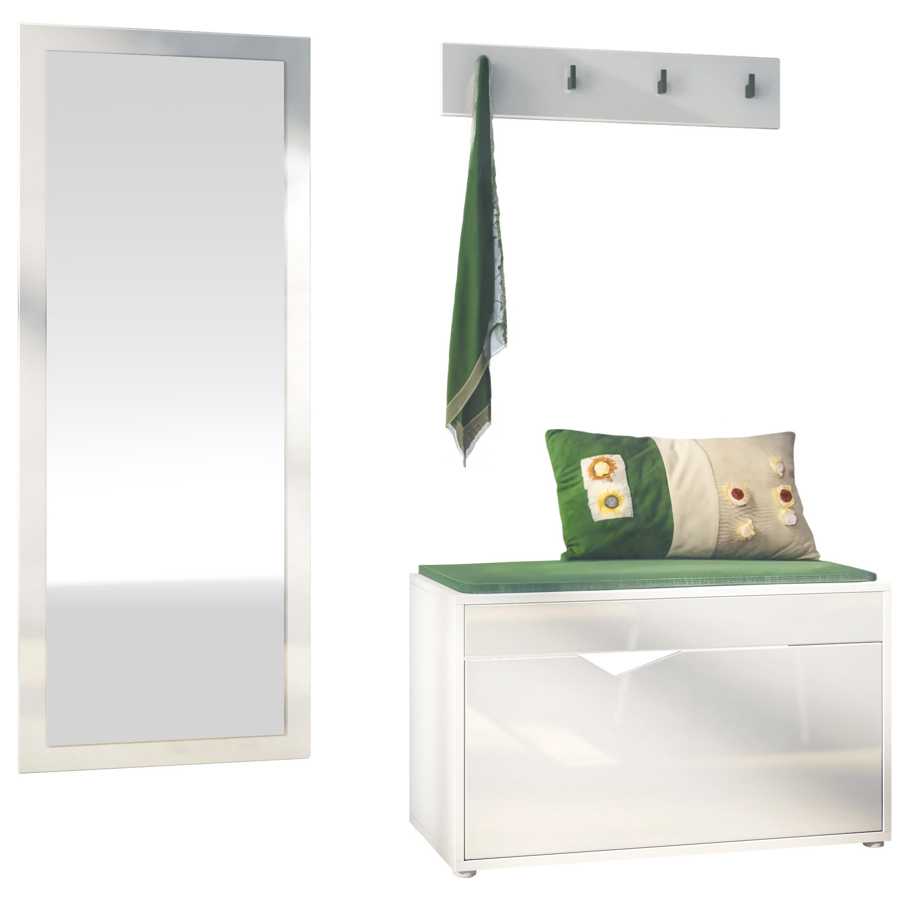Vladon Garderobe Weiß Hochglanz 160x190x33 cm