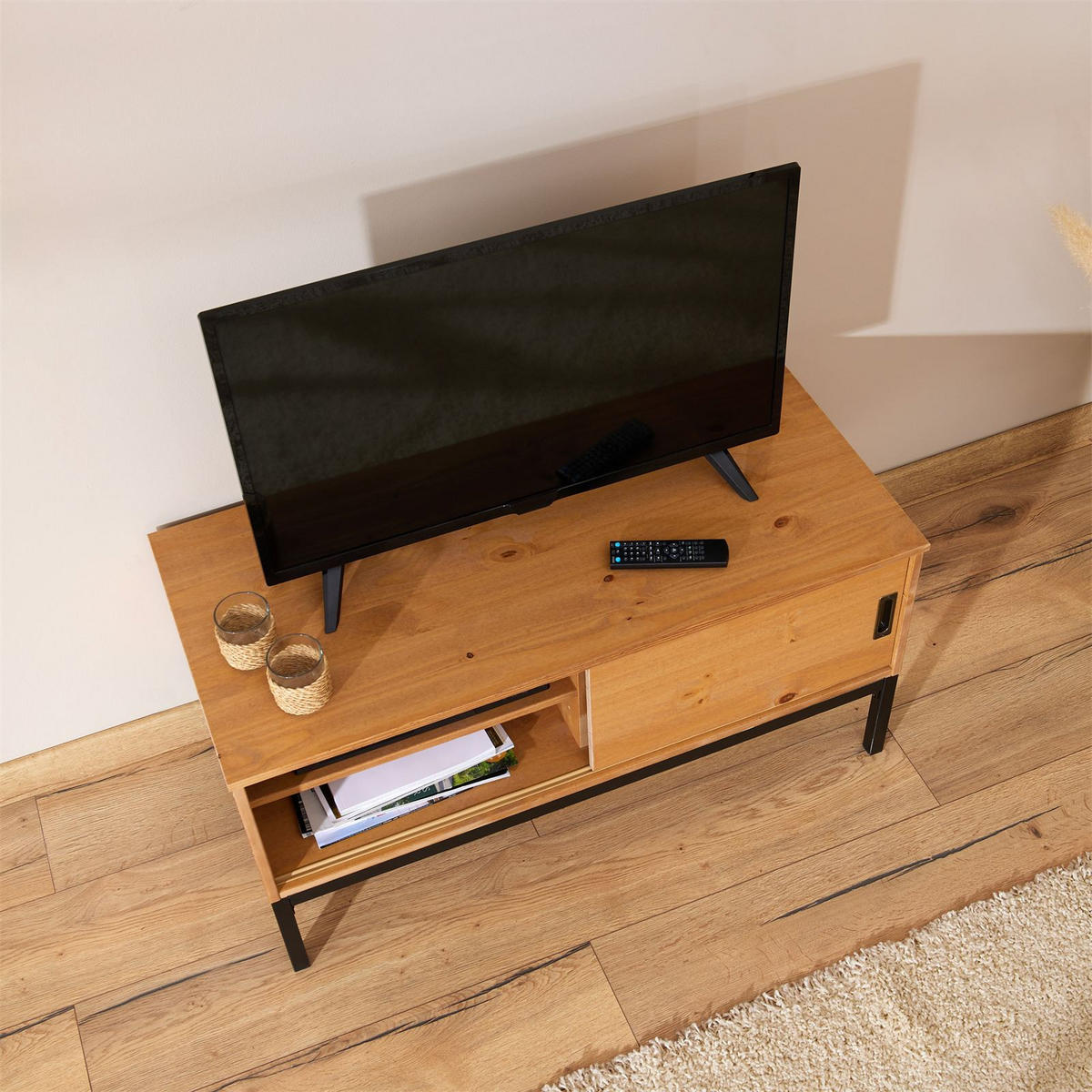 LOWBOARD SELMA - Hellbraun, Holz (98/47/47cm) - IDIMEX