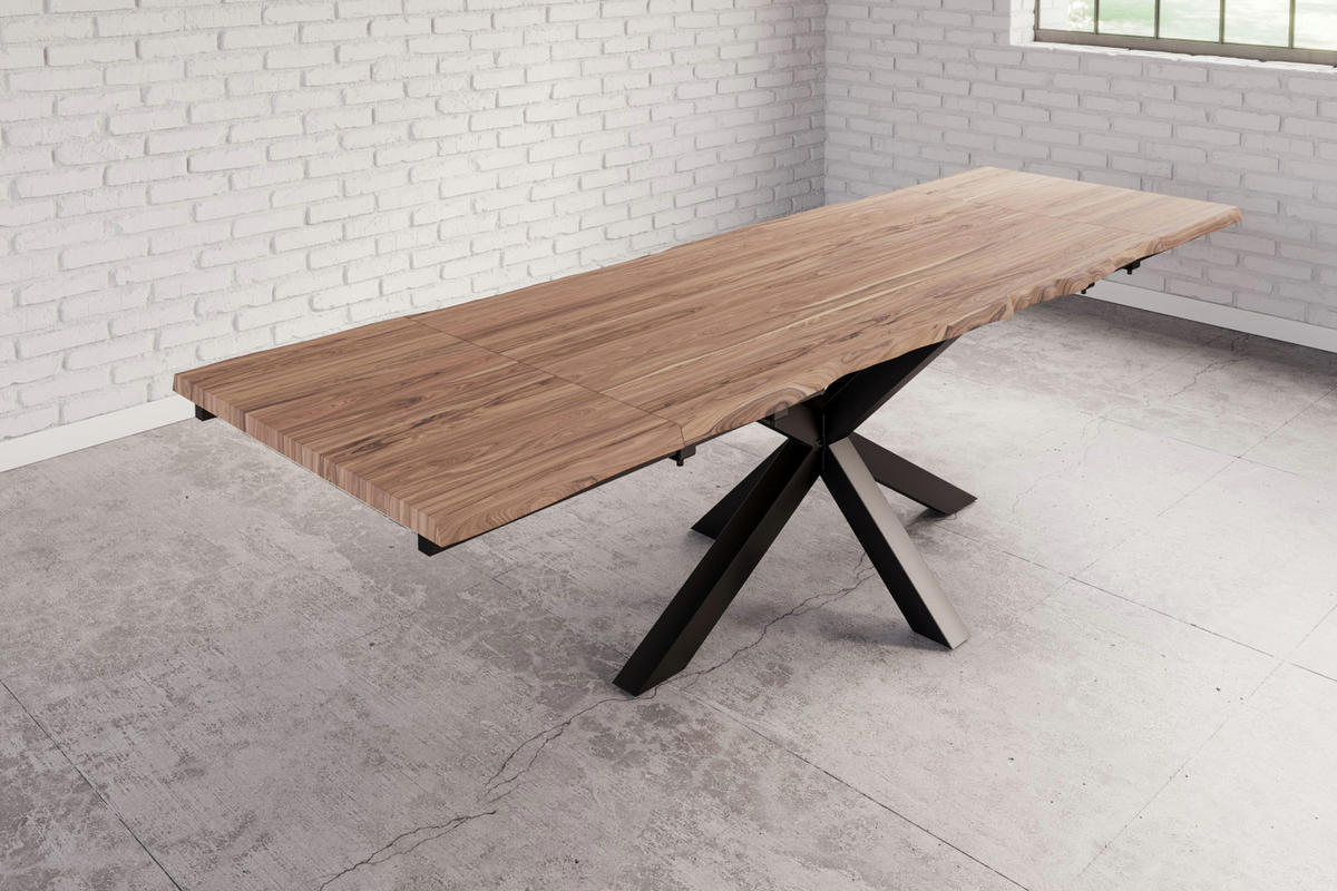 ESSTISCH JANOSH - Beige/Schwarz, Holz/Metall (90/180/77cm) - SAM