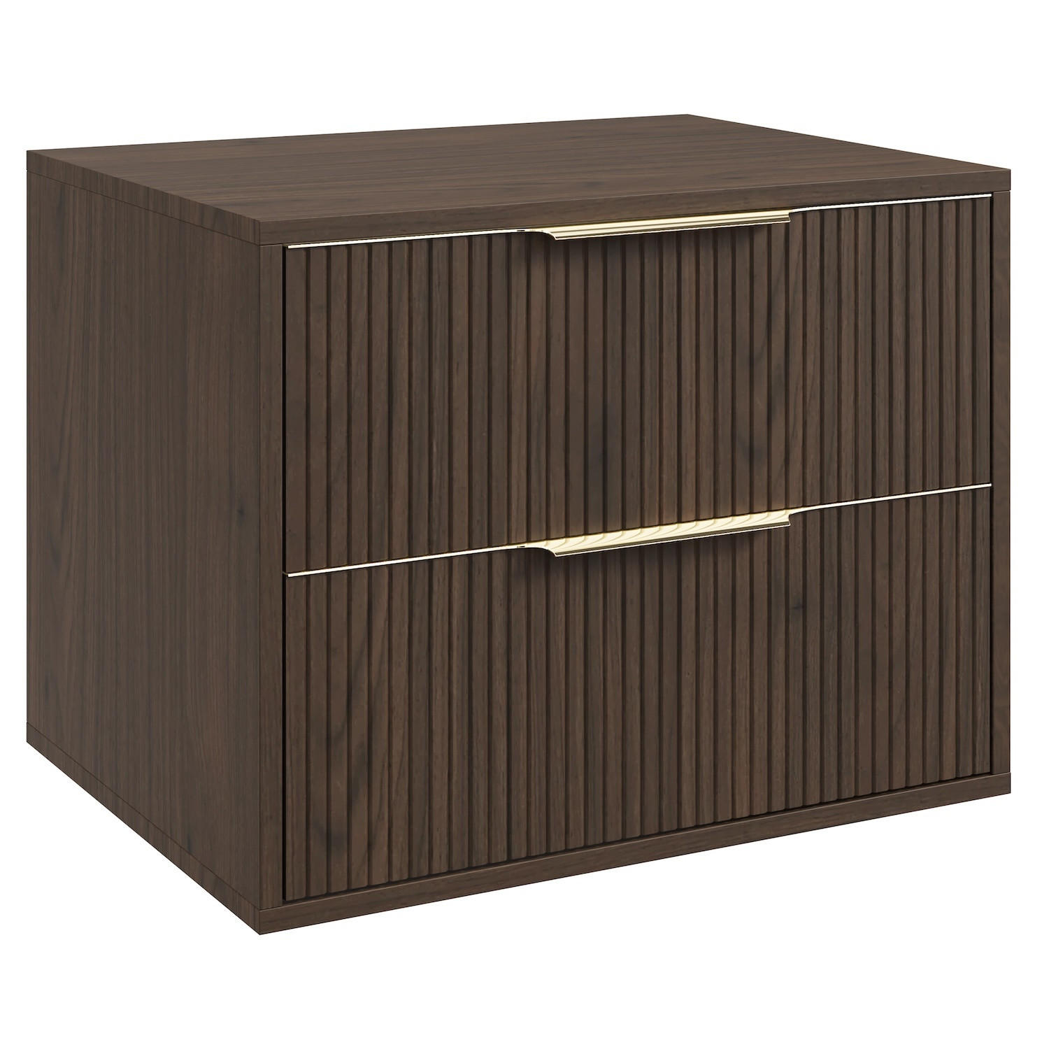WASCHBECKENUNTERSCHRANK Rimini 2 Schubladen Walnuss Braun - 60 x 46 x 46 cm - Walnussfarben/Braun, Holz (60/46/46cm) - Badplaats