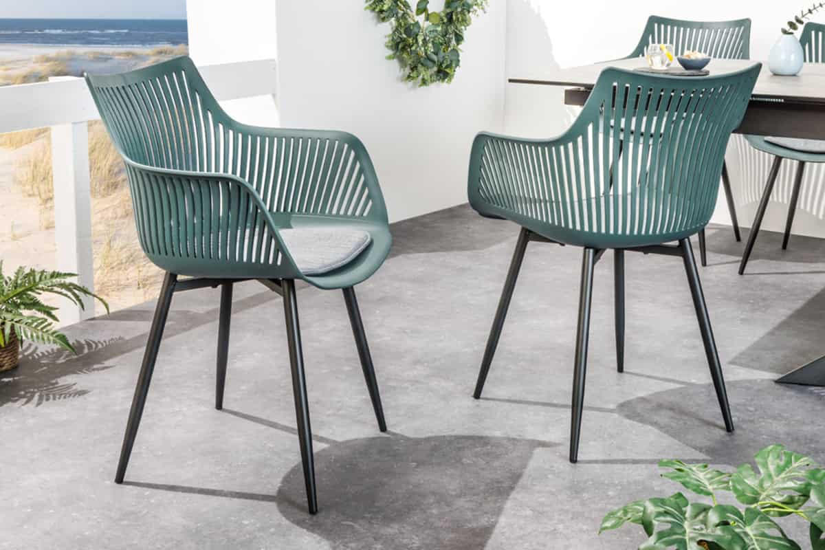 GARTENSTUHL SIGNUM Kunststoff Anthrazit 85 cm - Schwarz/Grün, Kunststoff/Metall (55/83/54cm) - riess-ambiente