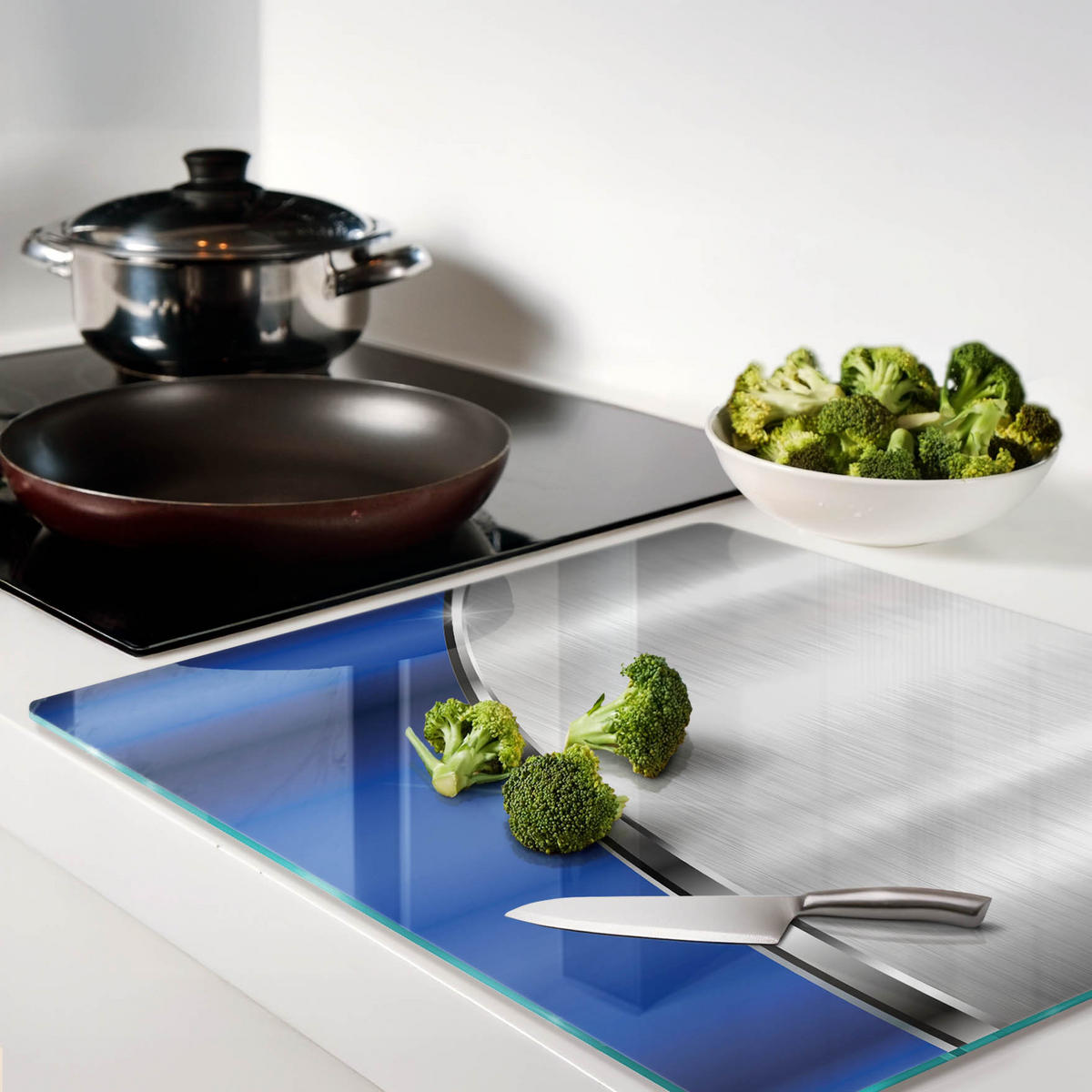 GLASPLATTE 60x52 cm Textur - Blau, Glas (60/0.4/52cm) - TULUP