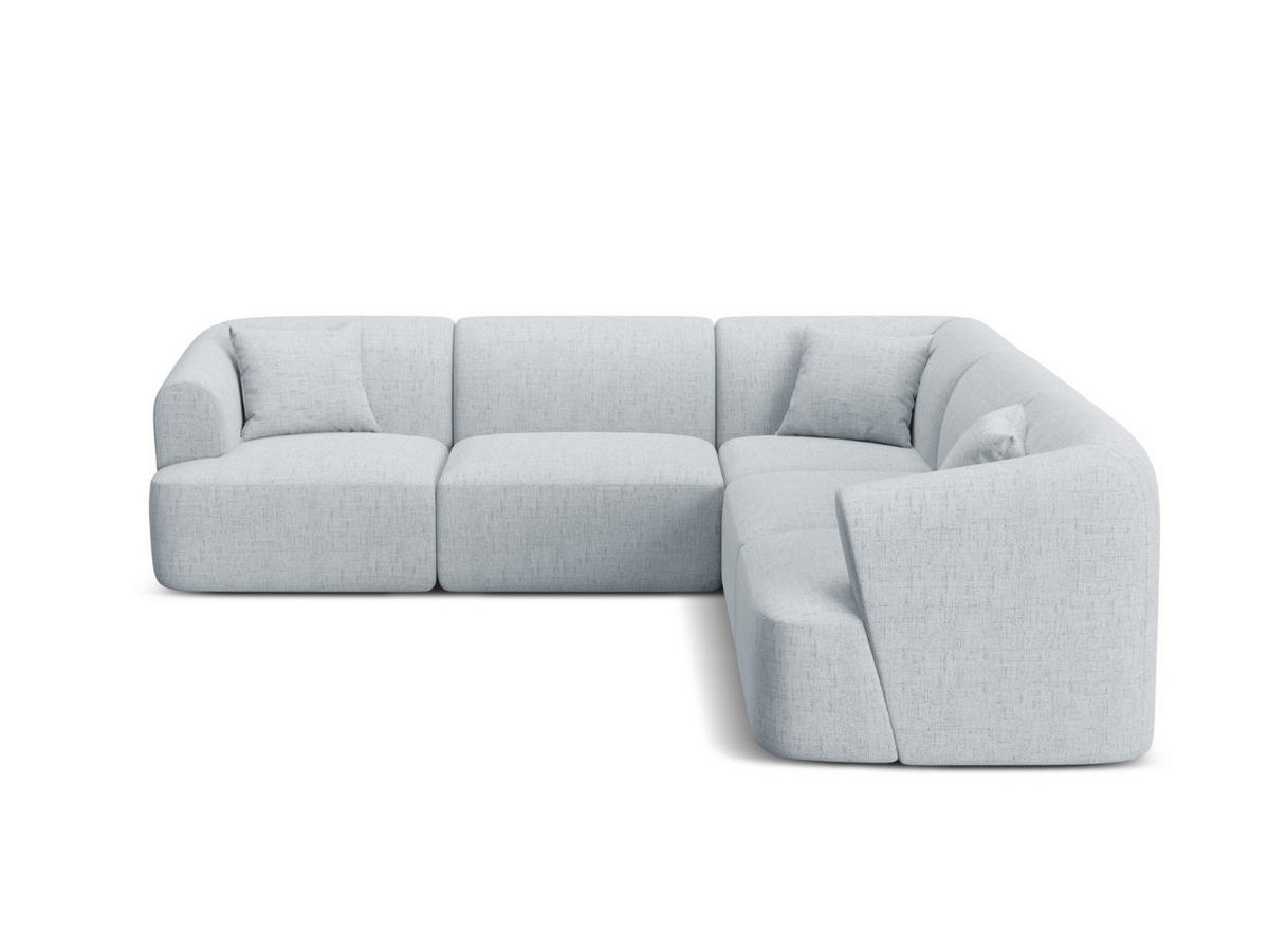 SYMMETRISCHES-MODULARES-ECKSOFA Campi aus strukturiertem Stoff hellgrau 6 Sitzplätze - Hellgrau, Textil (255/255cm) - Cosmopolitan Design