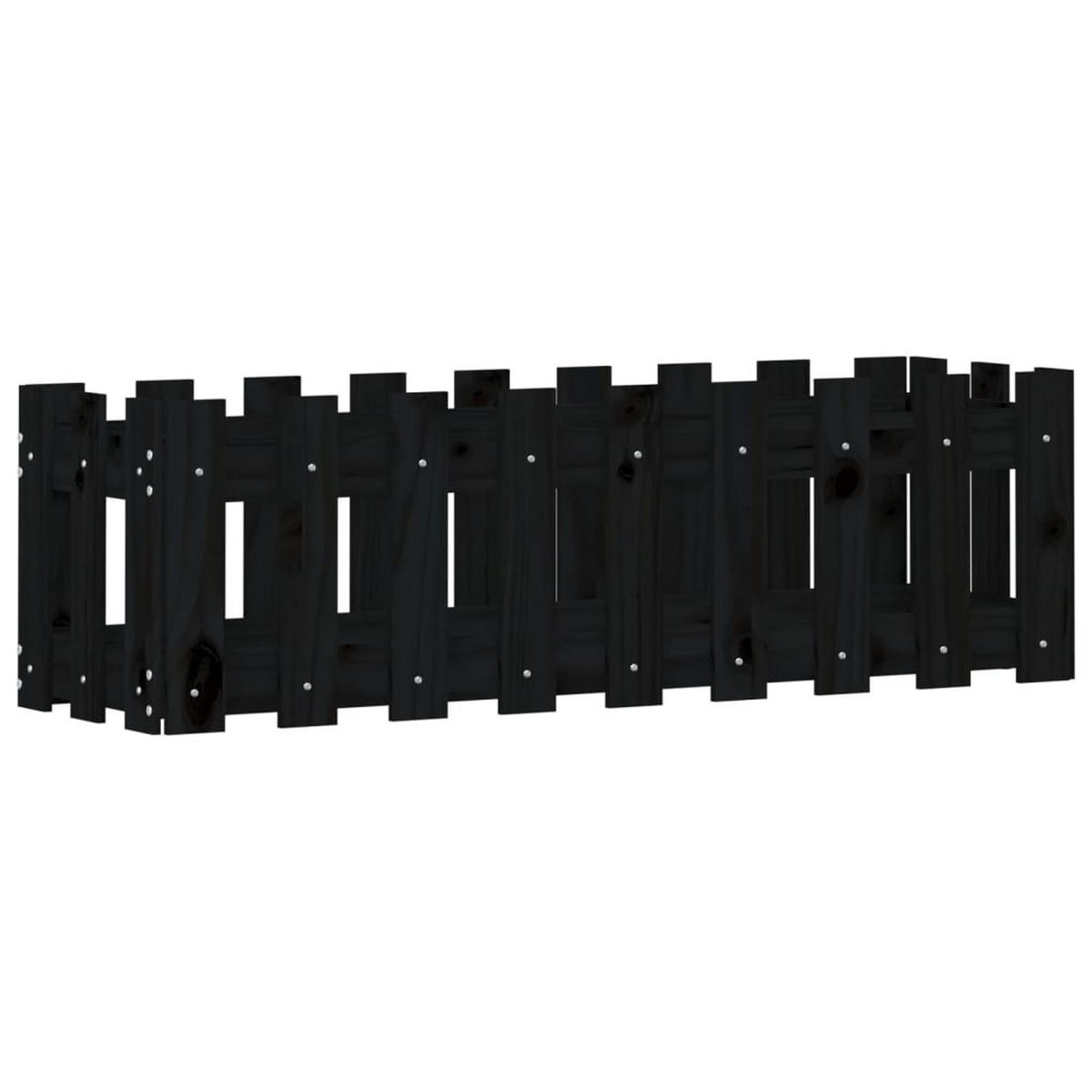 HOCHBEET Latten-Design Schwarz 100x30x30 cm Massivholz Kiefer - Schwarz, Holz (30/30/100cm) - furnicato