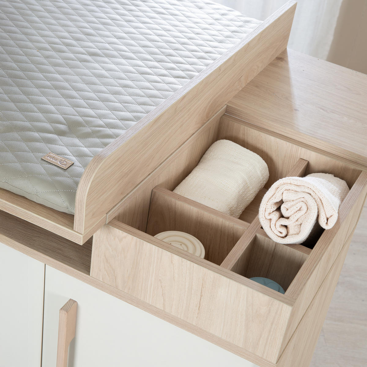 WICKELKOMMODE Elva - Creme, Holz (118/103/77cm) - Roba