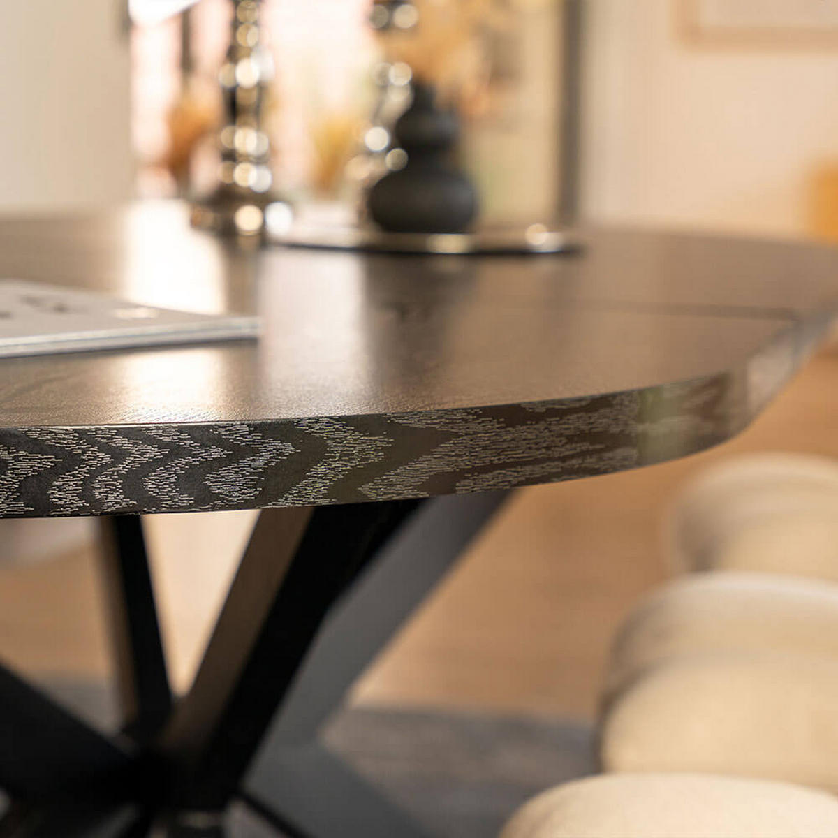ESSTISCH Oval Ausziehbar AVENTI inkl. Sternfuß - 160-200 x 100 cm Dark Oak - Schwarz, Holz (160/100/4cm) - Home Deluxe