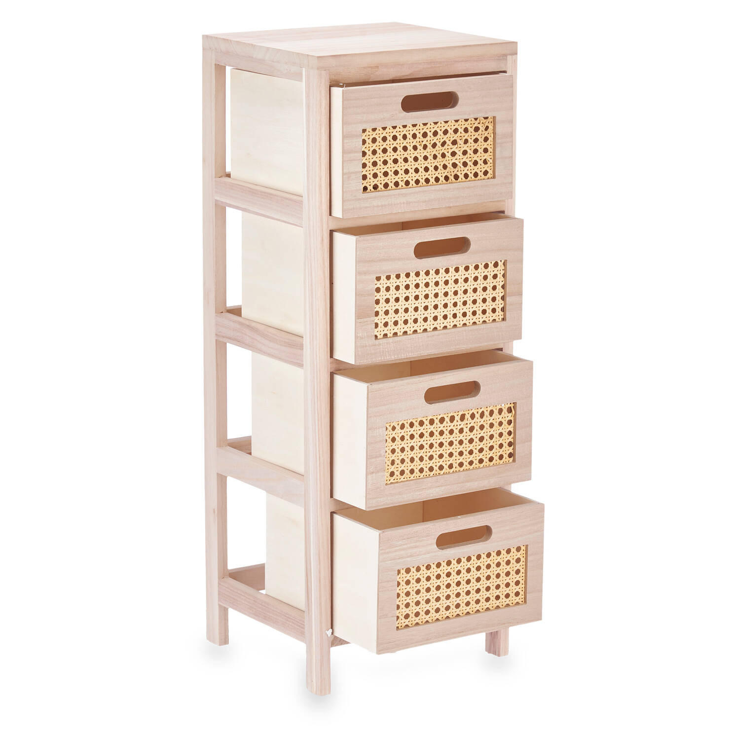 KOMMODE Wiener Geflecht 4 Schubladen - Braun, Holz (27/73/25cm) - Giftdecor