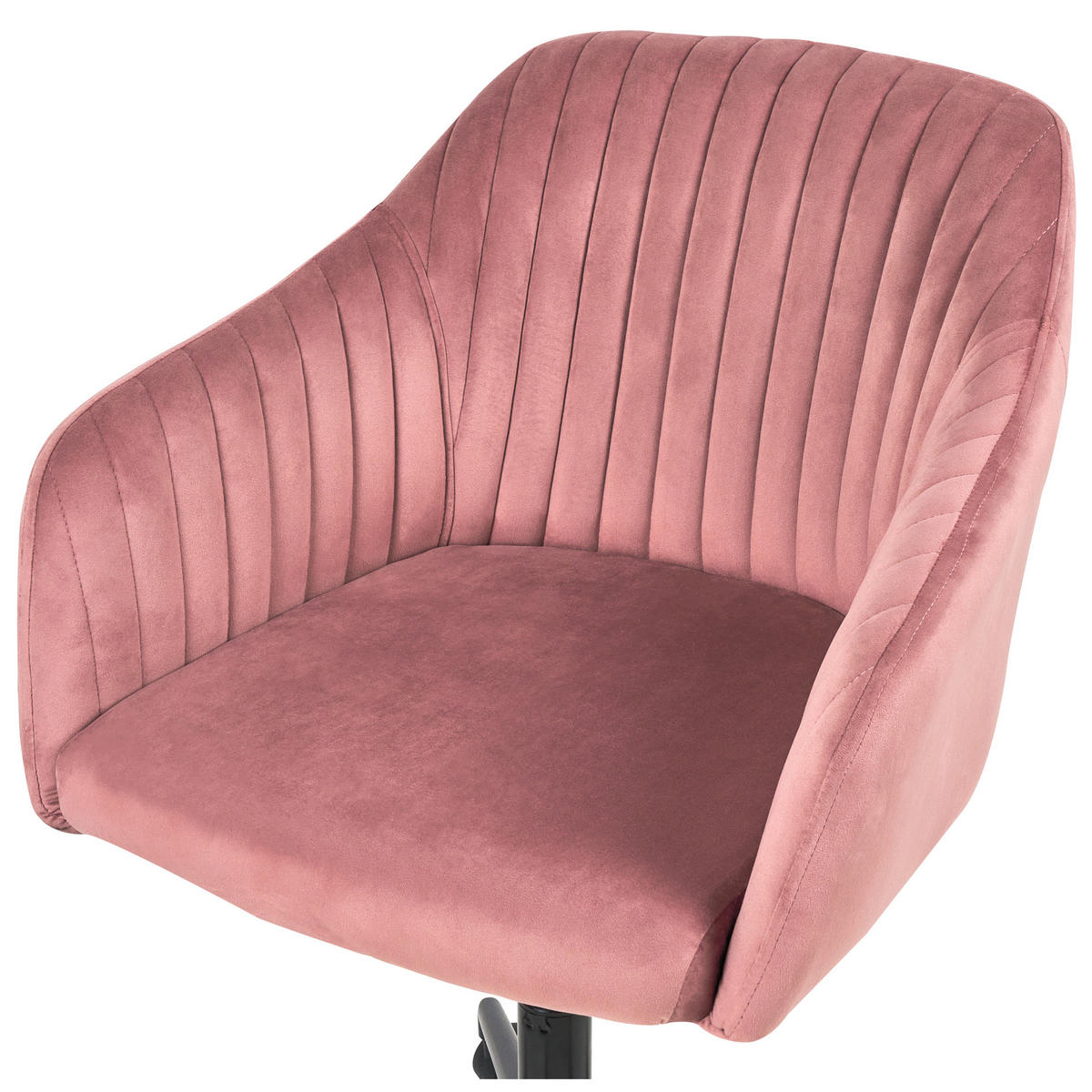KONTORSSTOL sammet rosa Venice - Pink/Svart, Textil (64/89/64cm) - Beliani