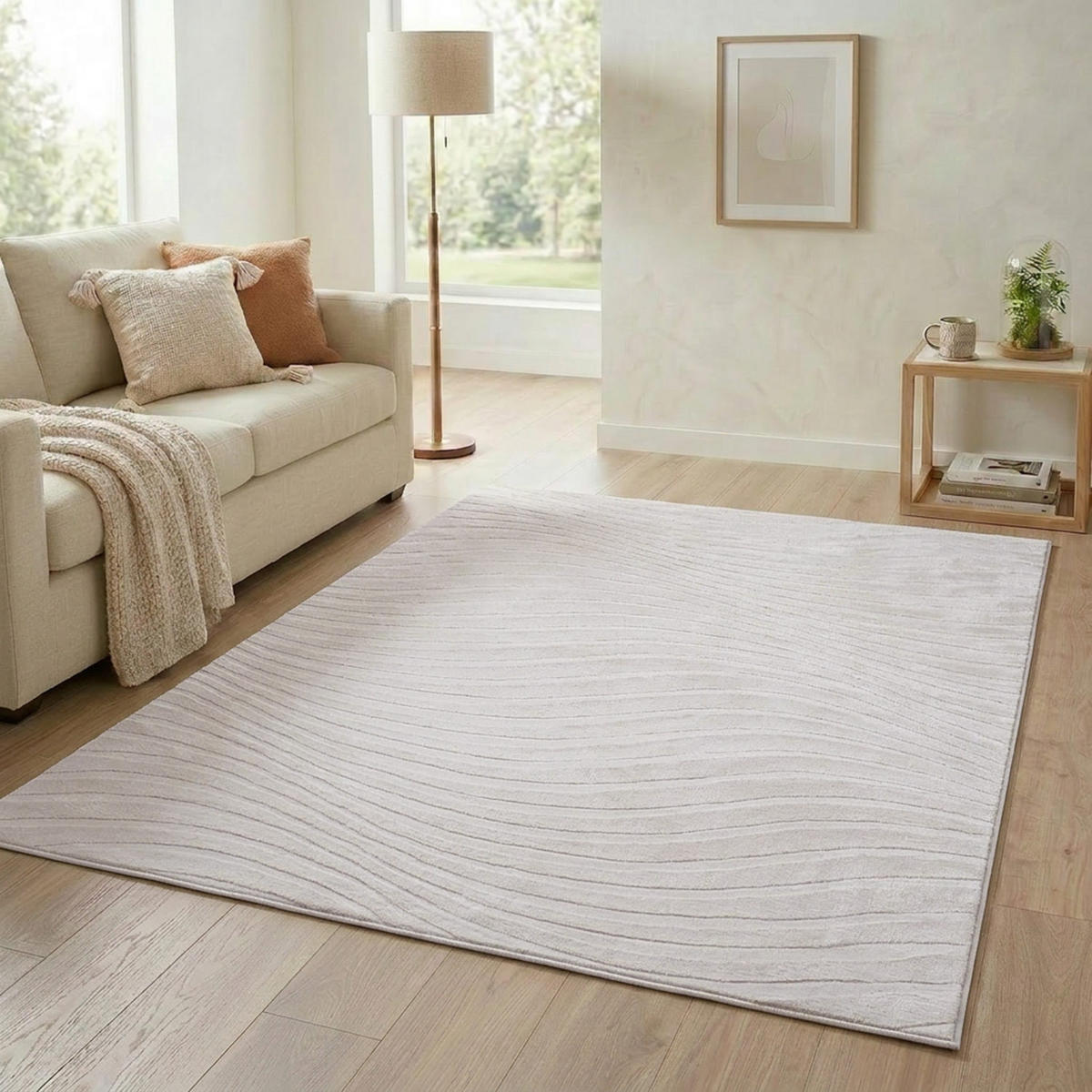 KURZFLOR-TEPPICH Waves 503 Hellgrau/ Taupe 160x230 cm - Taupe, Textil (160/230cm) - carpet city