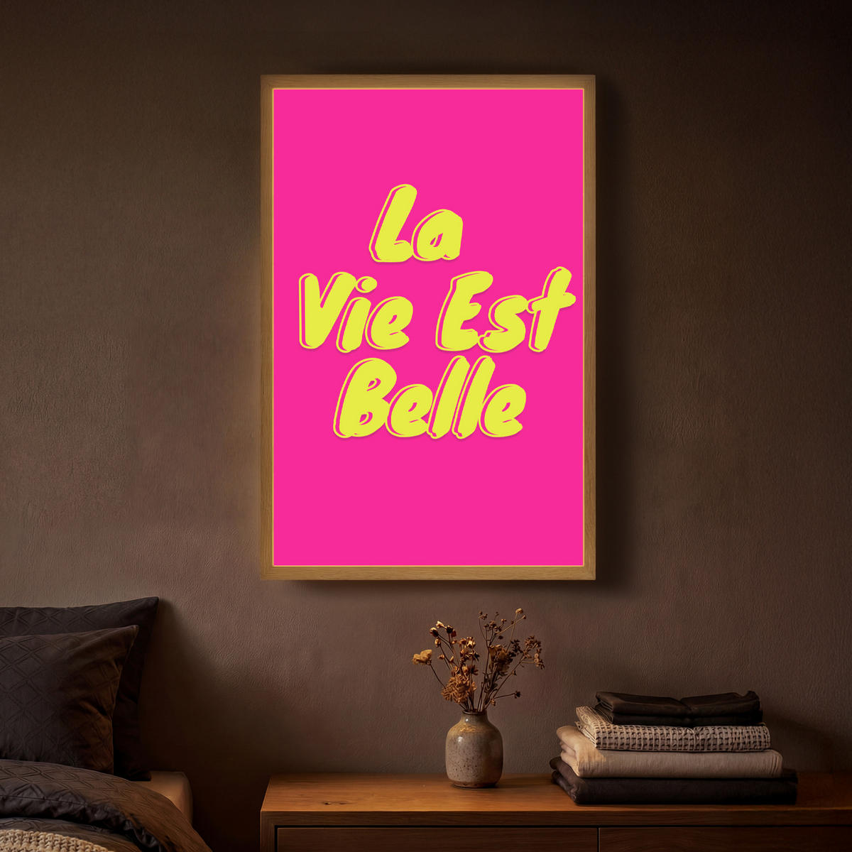 NÁSTĚNNÁ LAMPA S AKUMULÁTOREM Citace - Retro - Pink 40x60 cm - růžová, kompozitní dřevo (40/60/8cm) - OnlyWow