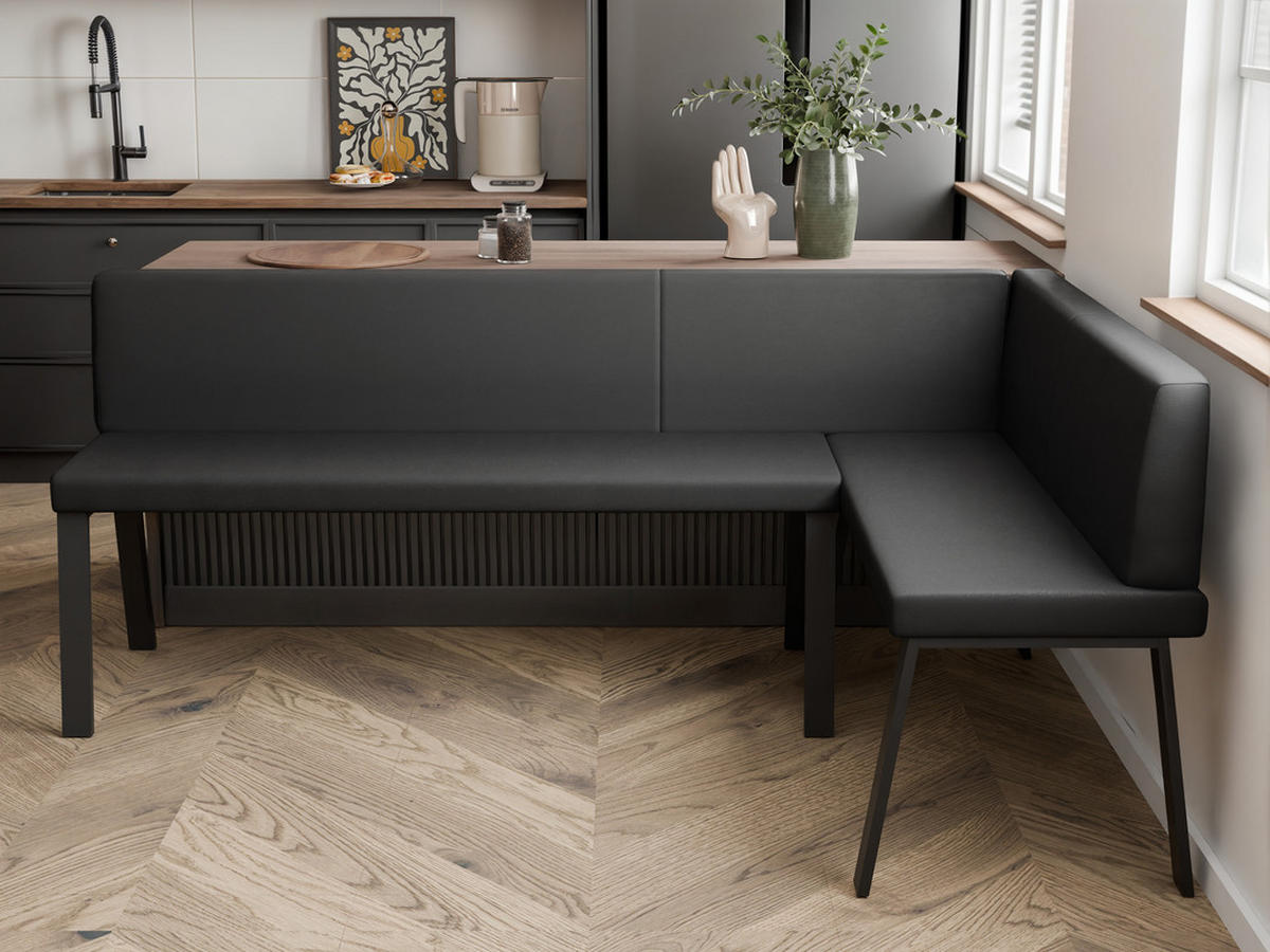 ECKBANK rechts MONO Y Kunstleder glatt, 142/196 cm Schwarz - Schwarz, Kunststoff/Textil (142/196cm) - Idohome