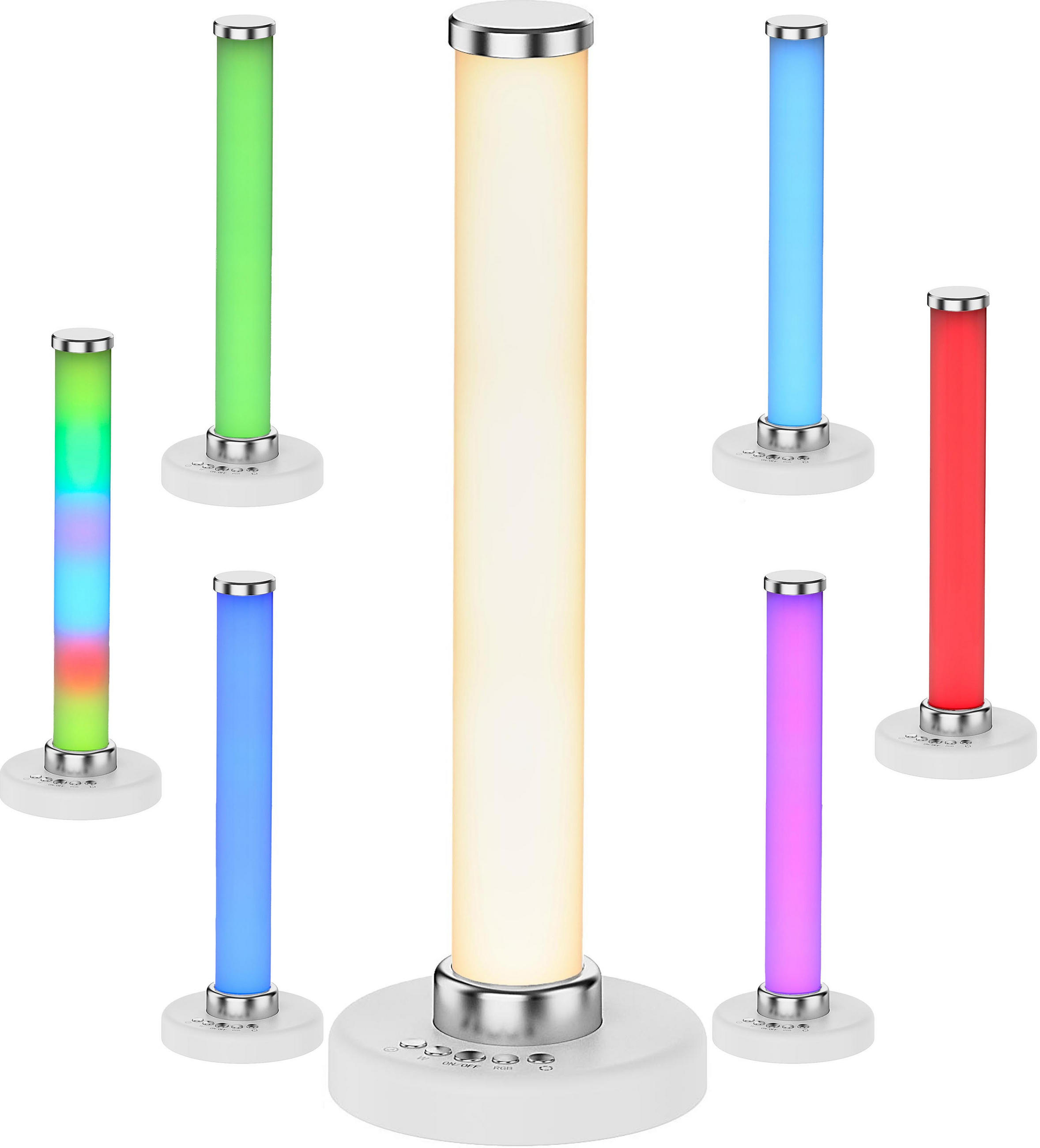 RGB-LED-TISCHLAMPE - elegante Säulenform mit Farbwechsel und warmweißem Licht, kabellos und tragbar - Weiß, Kunststoff (13/13/37.1cm) - Northpoint