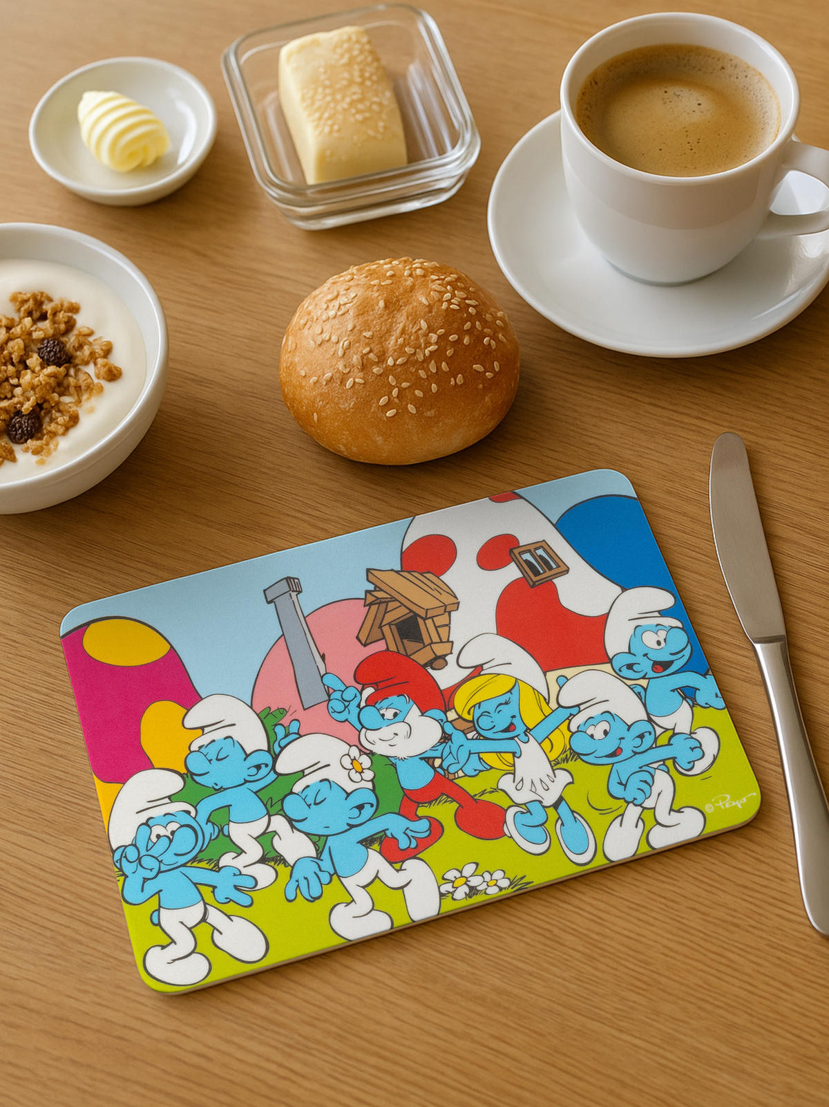 BRETTCHEN Die Schlümpfe Schlumpfhausen Mehrfarbig 14,5 x 23,5 cm - Multicolor, Kunststoff (14.5/23.5cm) - United Labels