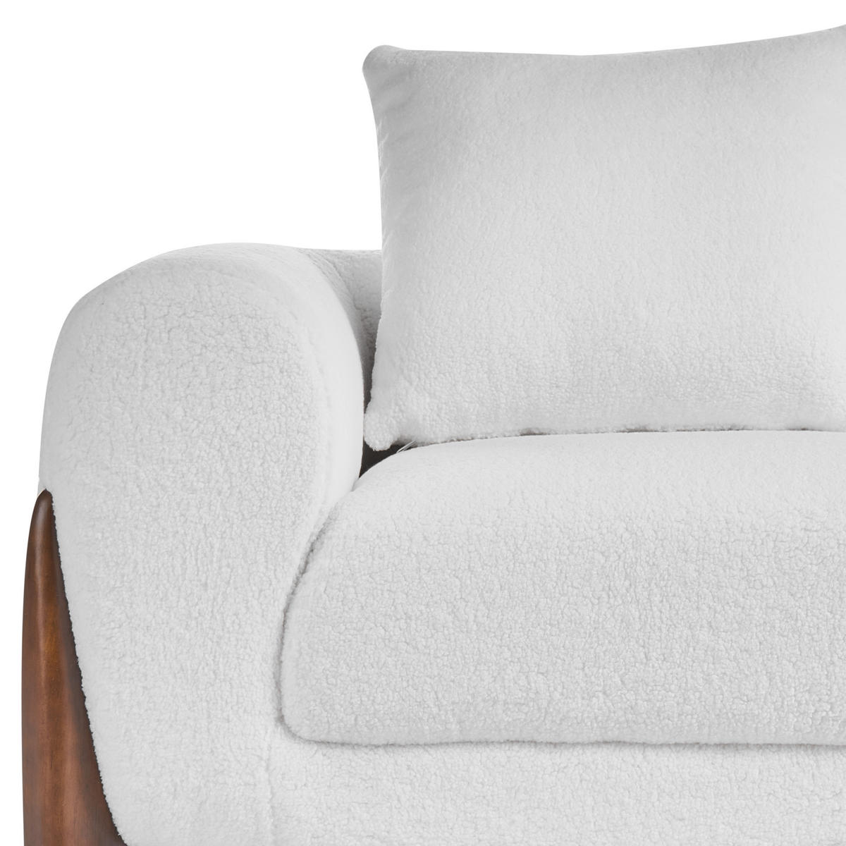 3-SITZER-SOFA Bouclé Weiß Vinliden - Weiß/Braun, Textil (180/62/87cm) - Beliani