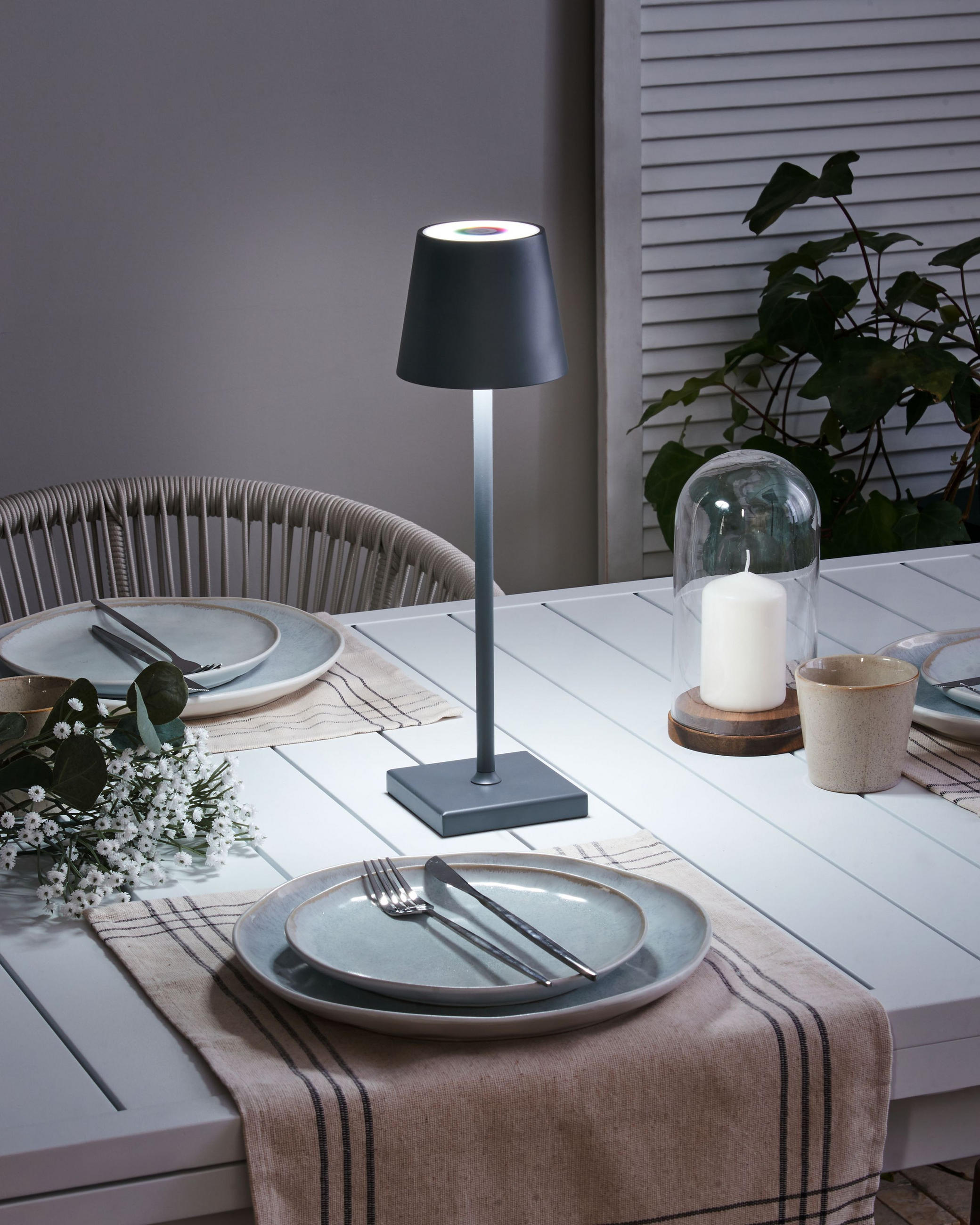 LED-TISCHLEUCHTE Grau Valira - Grau, Metall (10/10/37cm) - Beliani