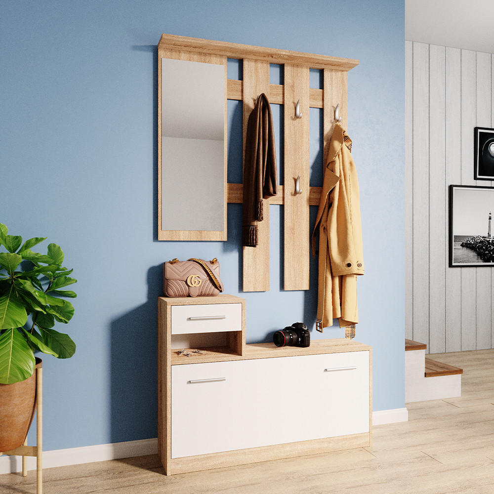 GARDEROBE Billy Weiß/Sonoma 25 x 191 cm - Weiß/Sonoma Eiche, Holzwerkstoff (25/191/100cm) - Vicco