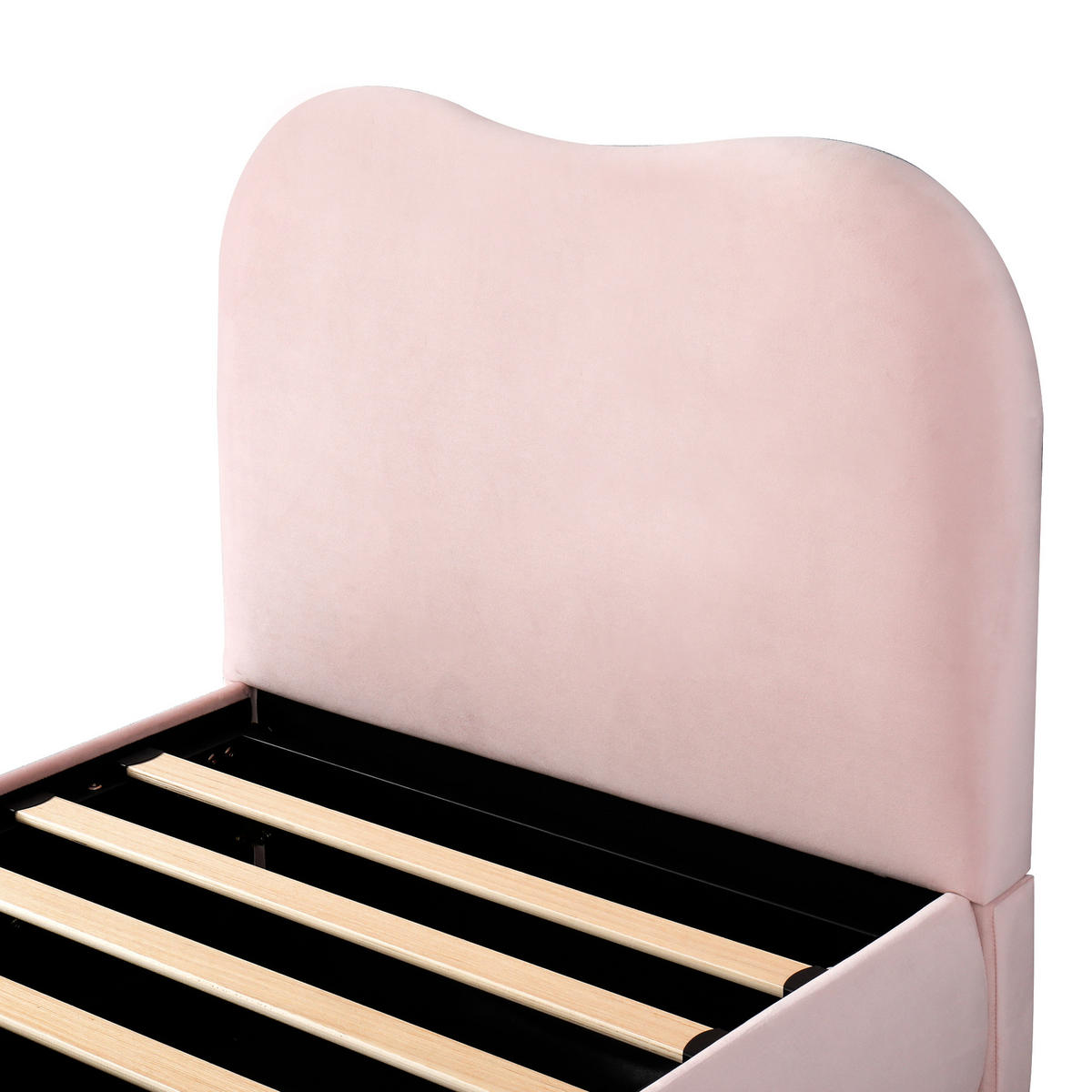 POLSTERBETT aus Samt 90x200 cm in Rosa mit Hydraulik-Stauraum - Rosa, Textil (90/200cm) - Modfu