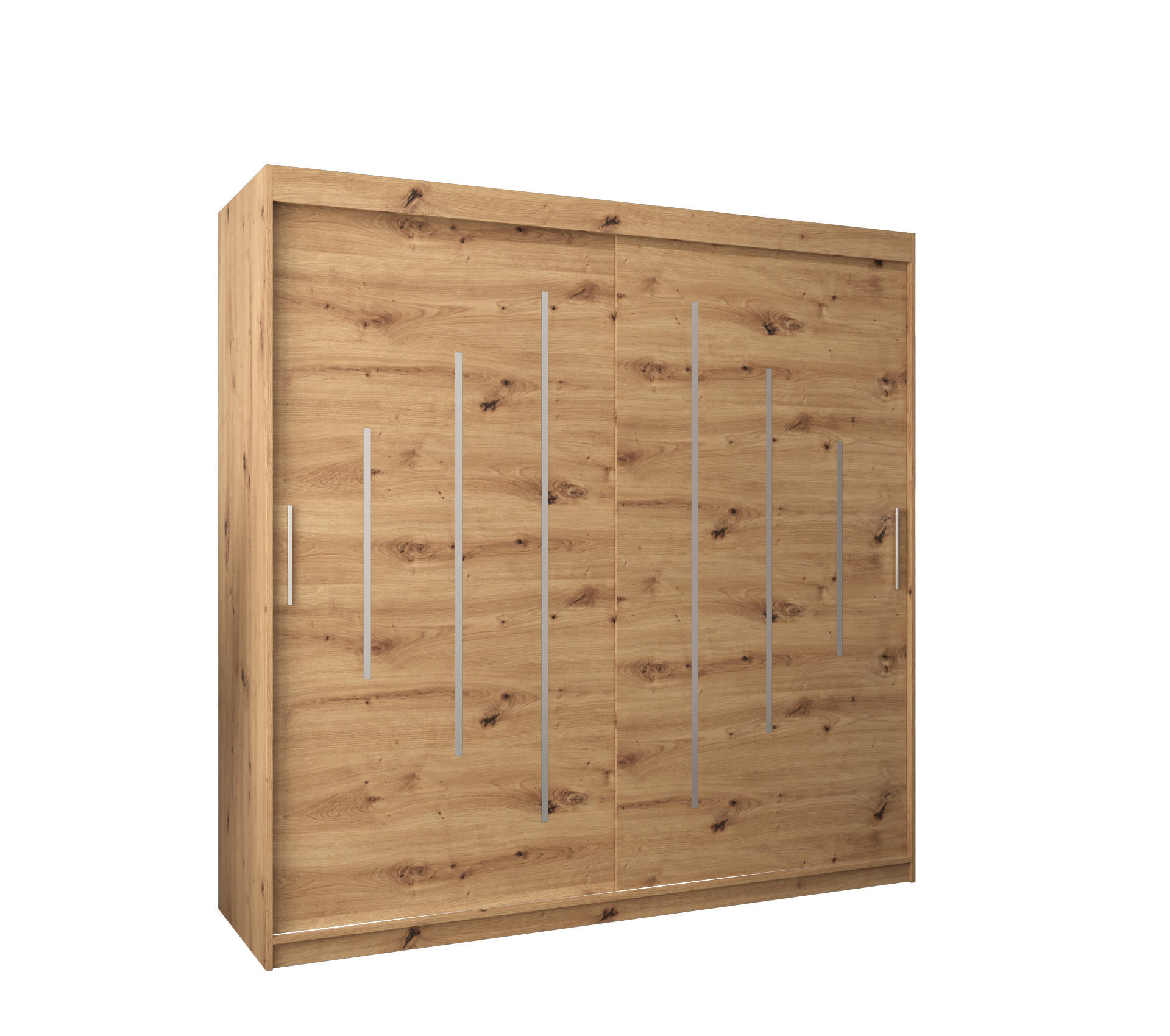 SCHWEBETÜRENSCHRANK 200/200/62 2-türig - Silberfarben/Eiche Artisan, Holz/Kunststoff (200/200/62cm) - Abiks Möbel