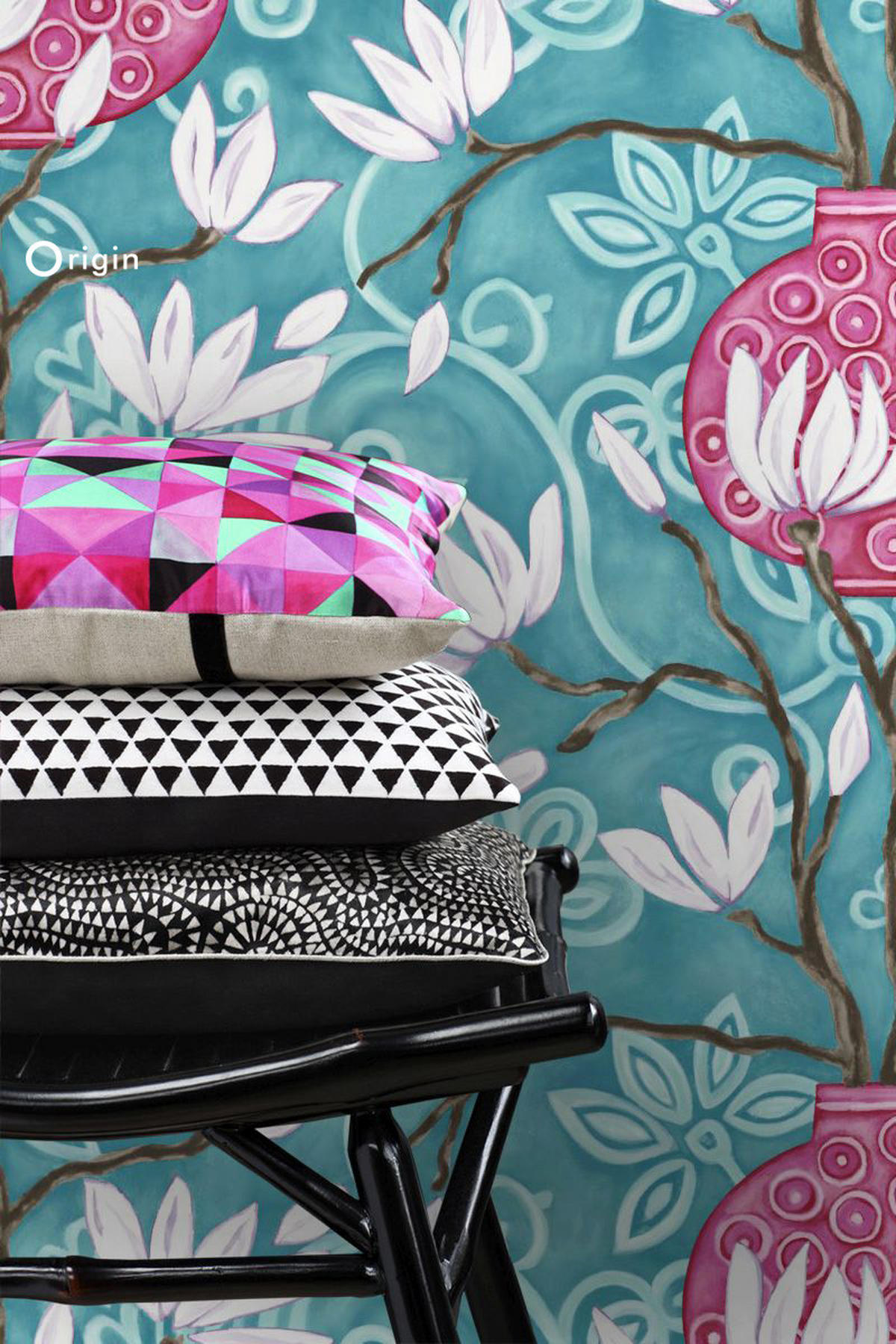 TAPETE Magnolie 53 cm x 10.05 m - Türkis, Papier (53/1000cm) - Origin Wallcoverings